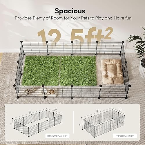 Miniatura 2 de Tespo Corral para mascotas jaula de animales pequeños para interiores valla de alambre de metal portátil para animales pequeños conejillos de indias