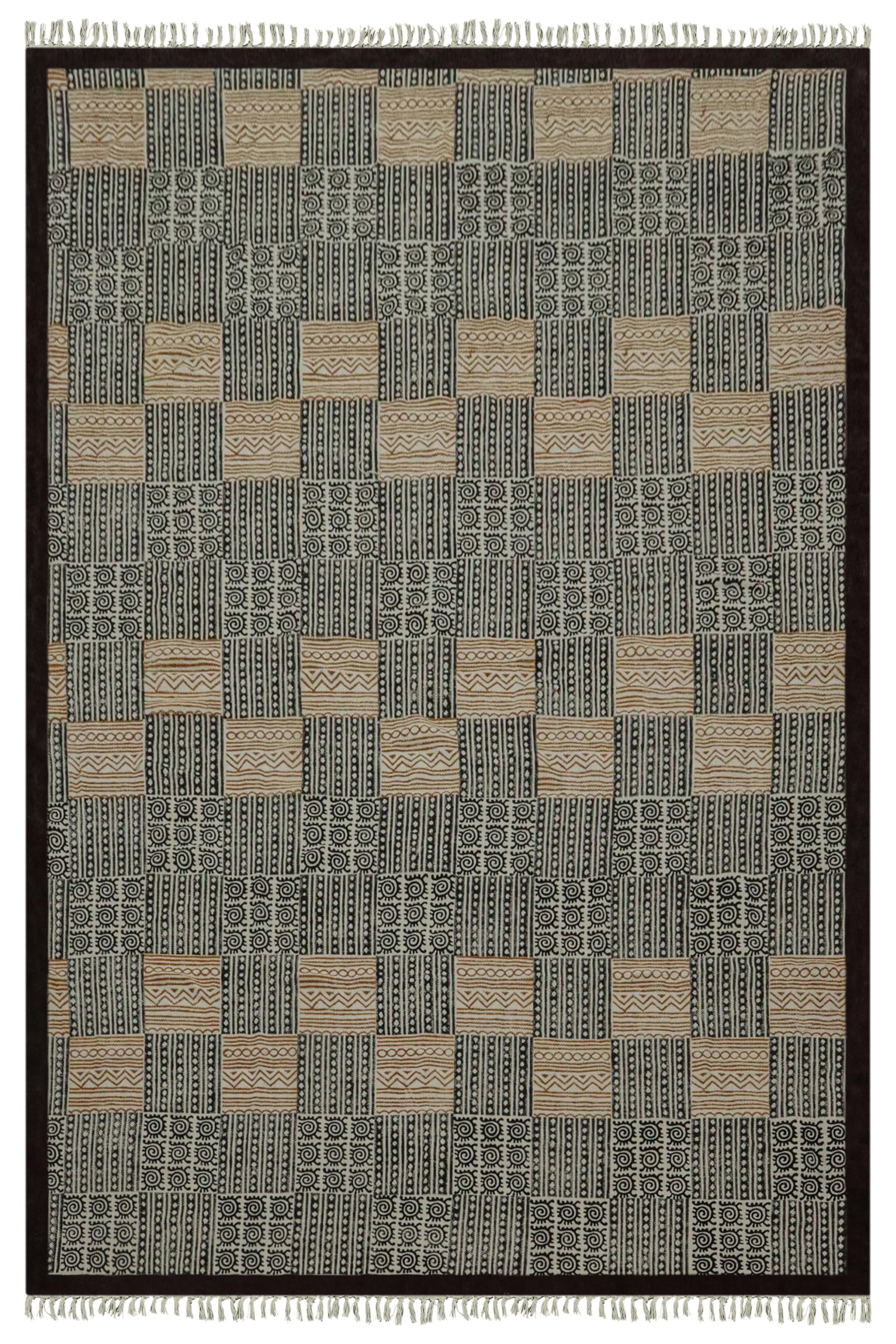 Tapis dhurrie coton tapis à tissage plat épais lavable 2x25cm
