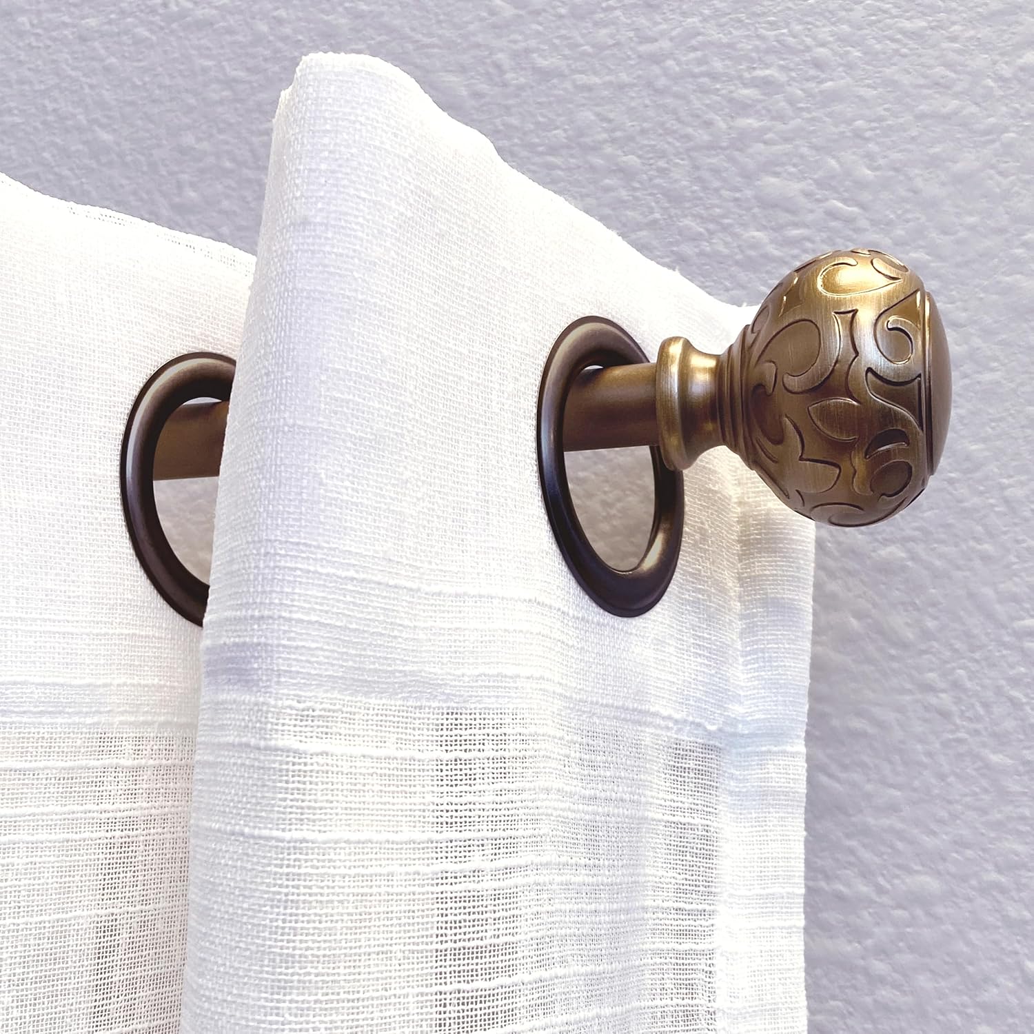 Sorrento 48-86 Inch Adjustable Curtain Rod Set, 5/8 Inch Diameter in Vintage Brass