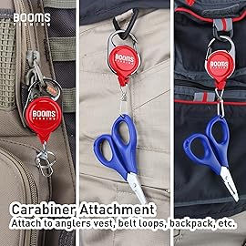Booms Fishing RG1 Fly Fishing Zinger Retractor, 3pcs Red Retractable Keychain