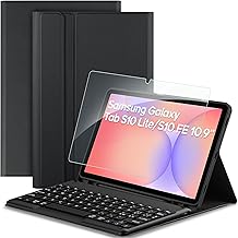 EasyAcc Keyboard Cover for Samsung Galaxy Tab S10 Lite/S10 FE/S9 FE/S9 10.9"/11"(2025/2023) with Screen Protector, [Italian] Removable Keyboard Protective Case with Pen Holder, Black