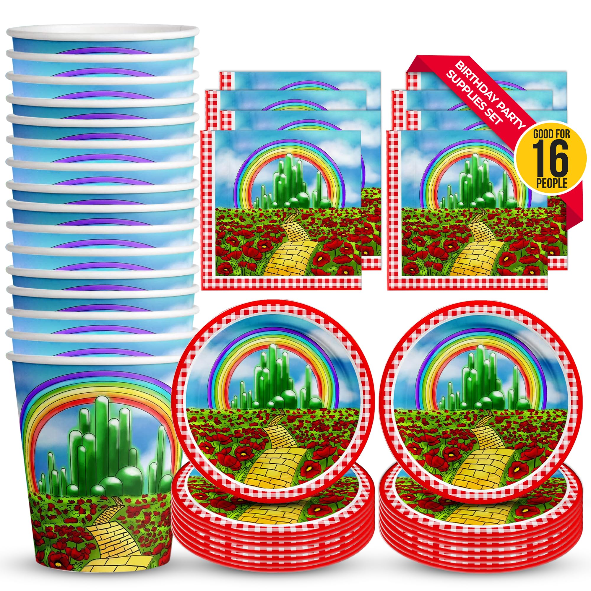 The Wonderful Wizard of Oz Birthday Party Supplies Set Plates Napkins Cups Tableware Kit for 16