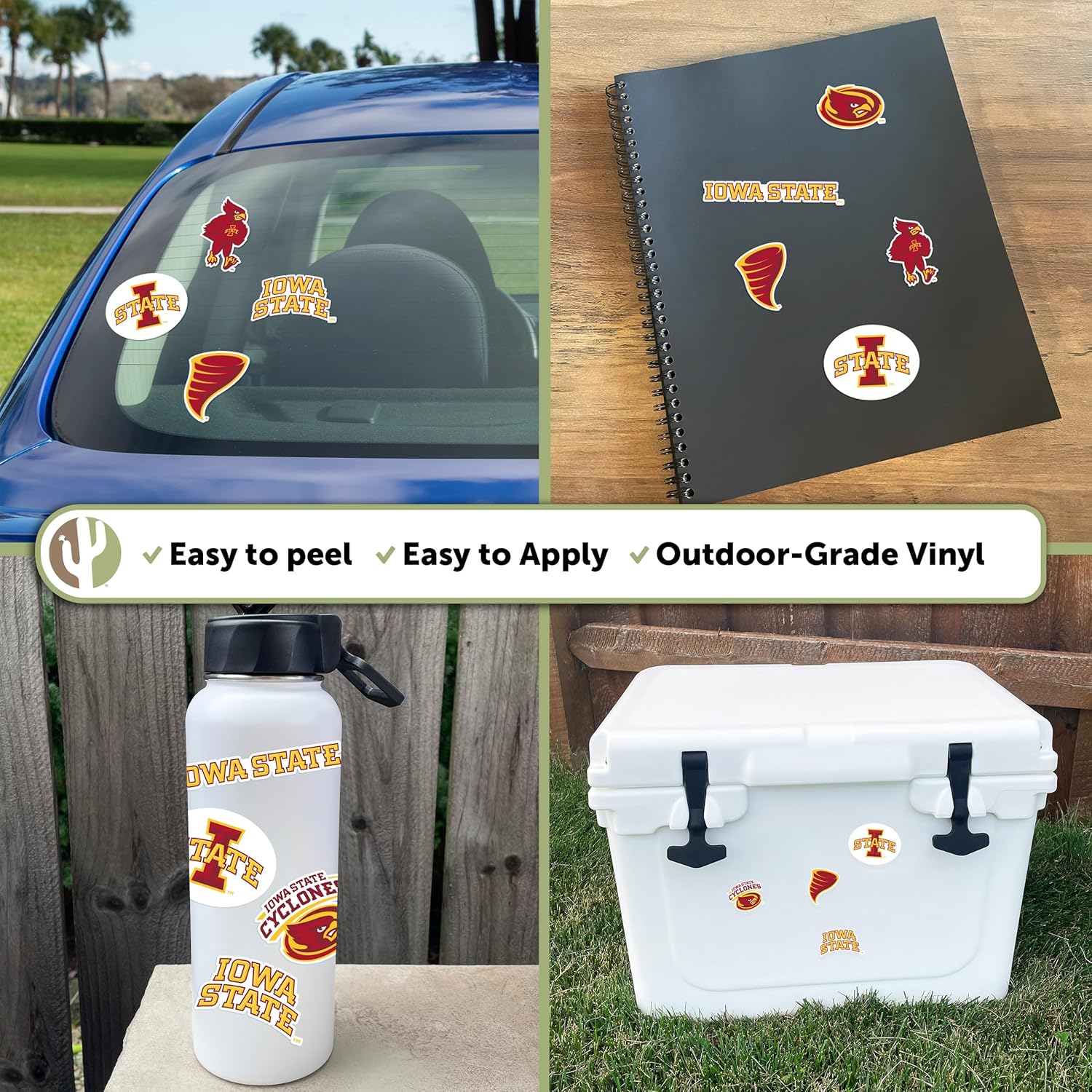Desert Cactus Iowa State University Sticker ISU Cyclones Sticker Vinyl Decals Laptop Water Bottle Car Scrapbook Sheet T2 (Type 2) - Image 2