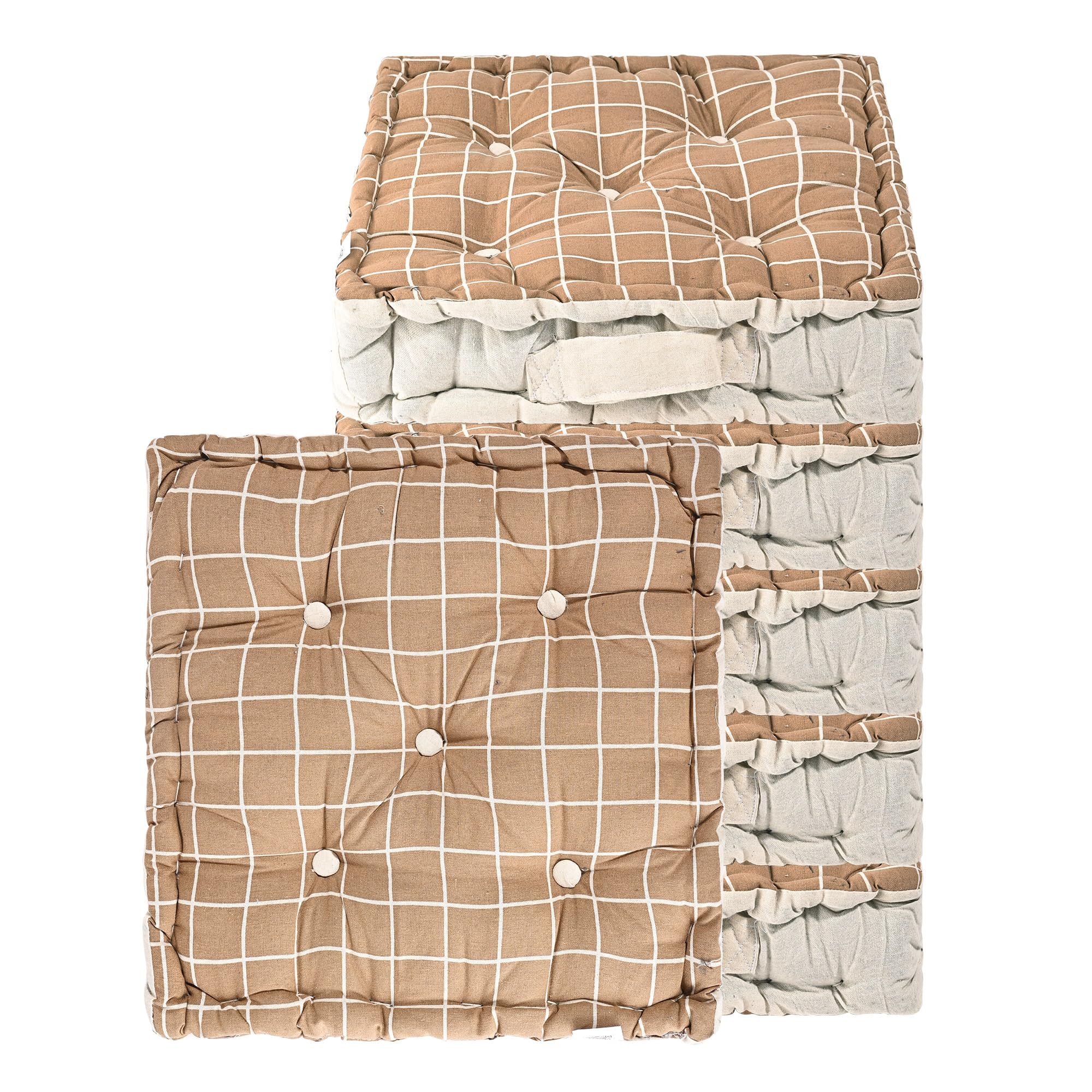 Kuber Industries Pack of 6 Soft & Comfortable Cotton Chair Cushions for Sitting | Pillow for Office Work & Posture Support | Sitting Cushion & Back Rest for Chair | Check Print -Brown (B0DGD4S7WG) Amazon Price History, Amazon Price Tracker