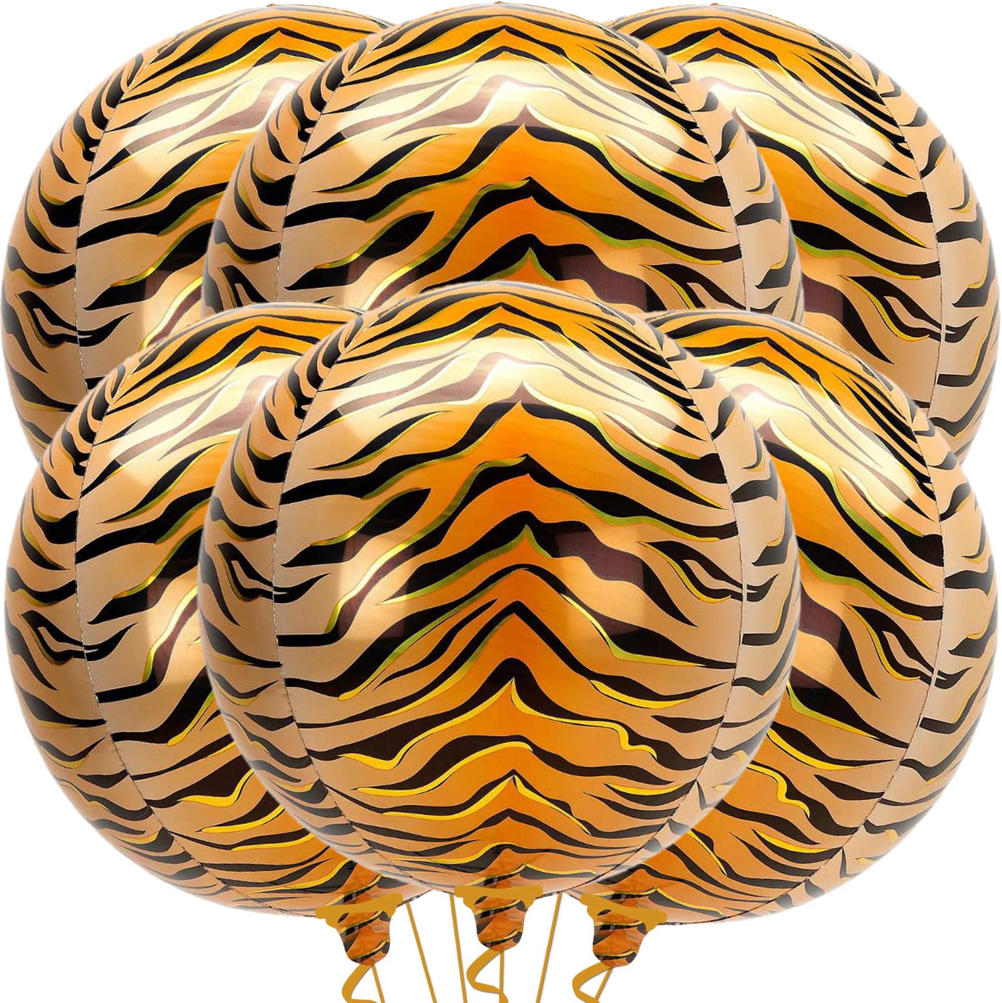 Big Tiger Balloons for Birthday Party - 22 Inch, Pack of 6 |Tiger Stripe Balloons,Tiger Print Balloon | Tiger Birthday Decorations for Jungle Party Decorations, Safari Party Decor