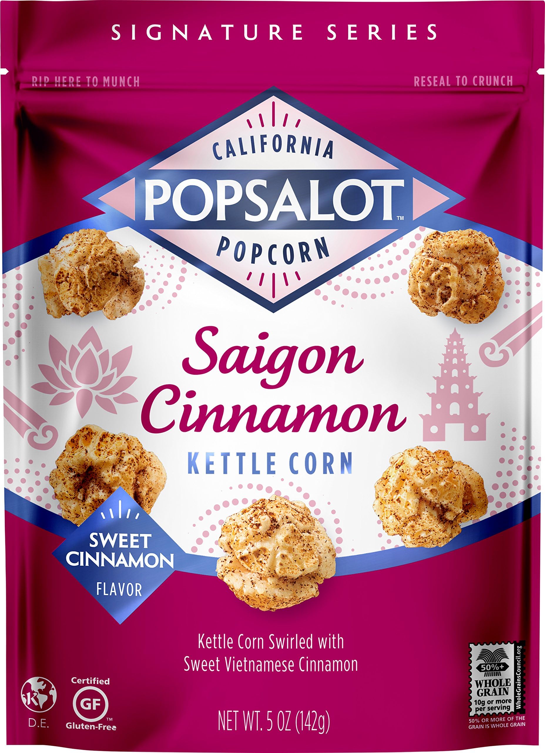 Popsalot Gourmet Popcorn Signature Series, Saigon Cinnamon Kettle Corn, 5.0 Ounce (Pack of 12)