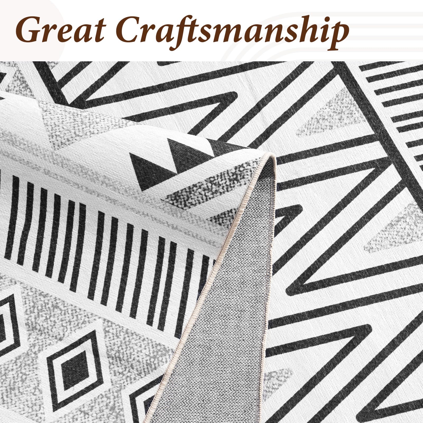 Vamcheer Tappeto Salotto Pelo Corto - Tappeti Moderni Camera da Letto Grandi Dimensioni,Tappeto Cucina Antiscivolo Lavabile,Tappeto esterno Palestra,Ufficio,Corridoio,120X170 Nero/Grigio