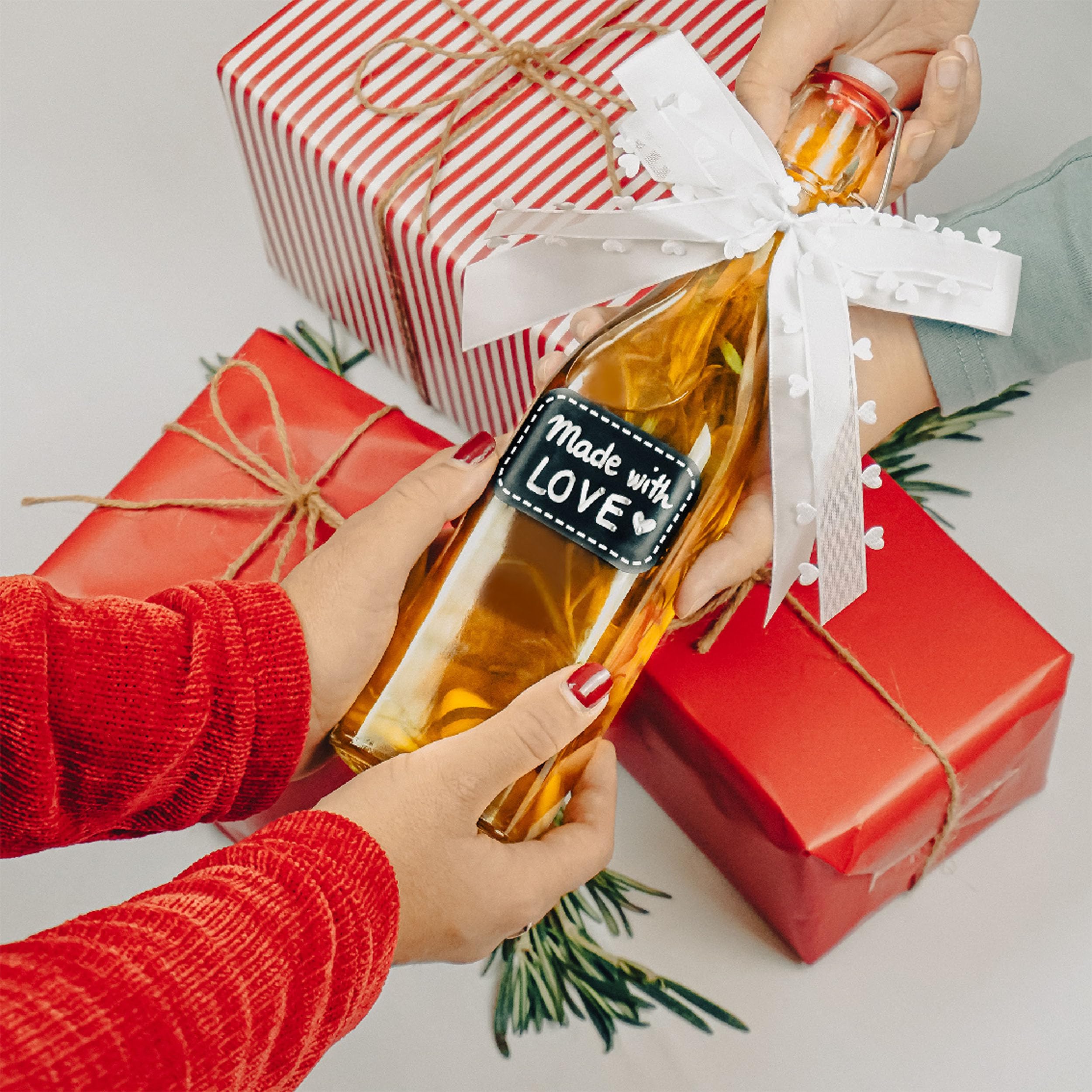 Praknu 6 Bottiglie Vetro 500ml con Tappo Ermetico - 6 Etichette e Penna - 6 Guarnizioni Extra - per Liquore, Olio, Birra & Vino