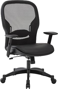Space Seating 24 Series Professional Breathable Mesh Back Managers Adjustable Office Chair with Bonded Leather Seat, Black