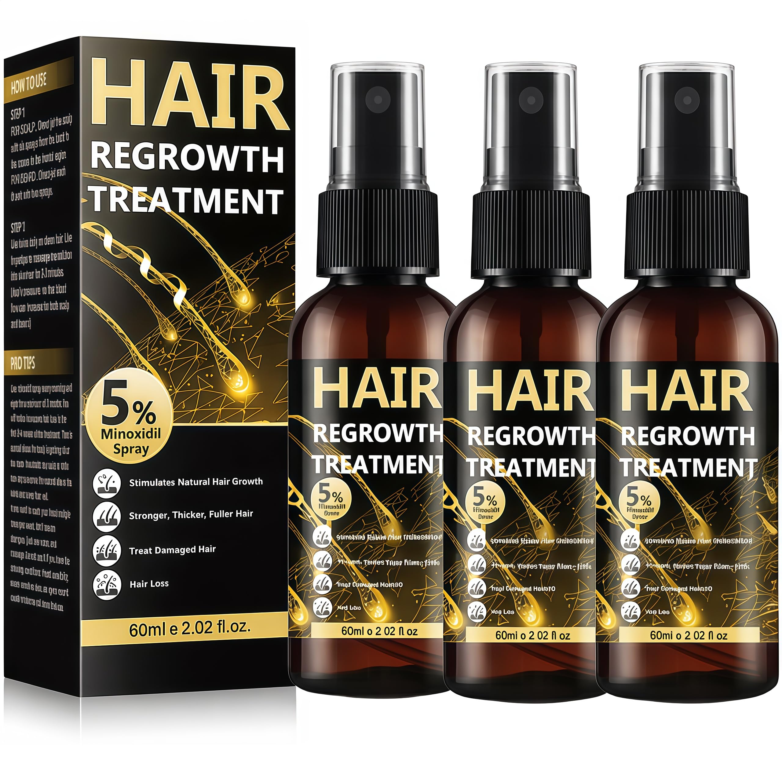 5 Minoxidil for Men Women Advanced Formula Hair Regrowth Spray and Topical Solution for Thinning Hair and Beard