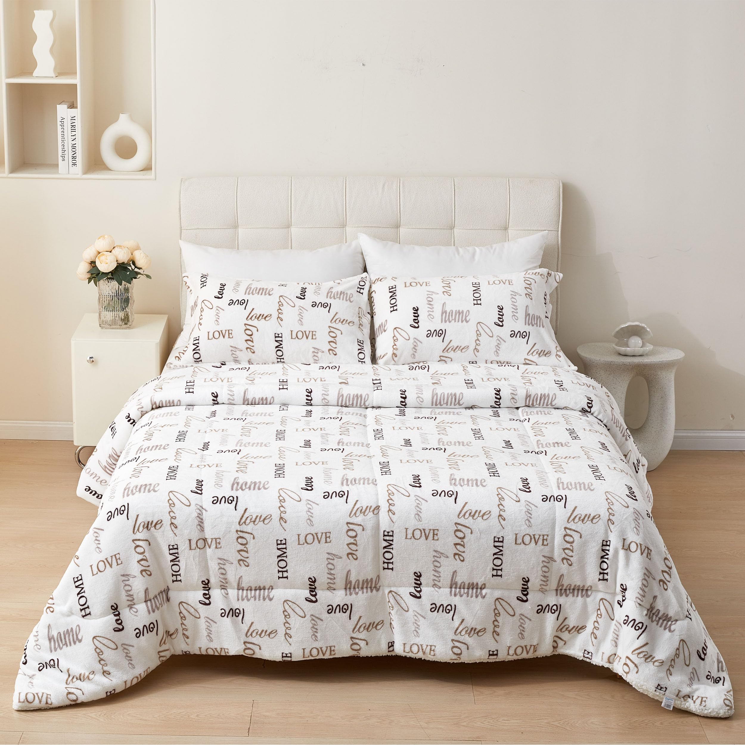 TIENDA EURASIA – Edredón Nórdico con Borreguito | Estampado Moderno | 100% Poliéster | Transpirable | Nordicos con Borreguito | Camas 90/105, 135/150 y 150/180 (Home, 135-150 2 Fundas)