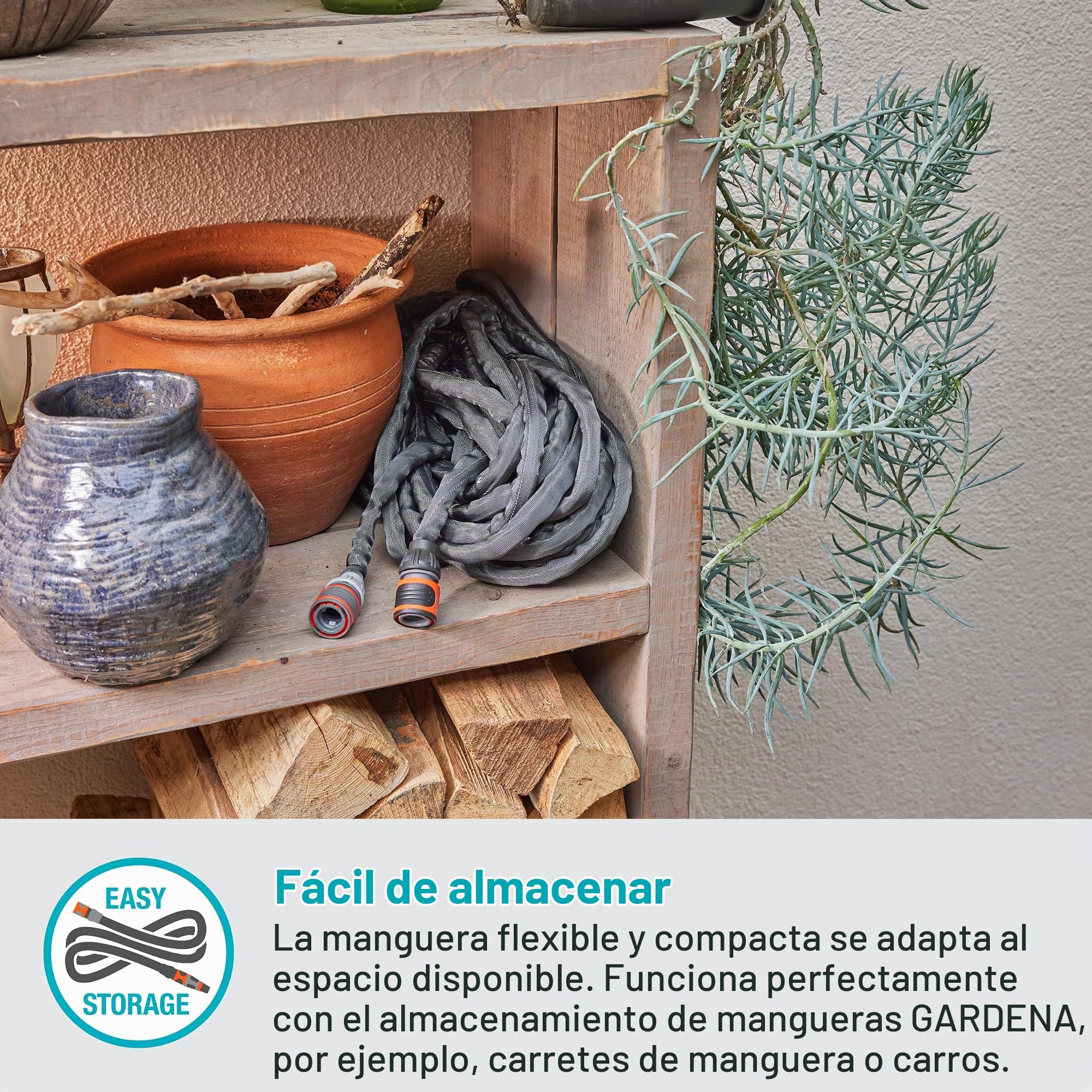 Gardena manguera textil Liano Life 1/2 pulgadas, 30m: Manguera de jardín de tejido textil muy flexible, con manguera interna de PVC, sin dobleces, ligera, resistente a la climatología (18457-20)