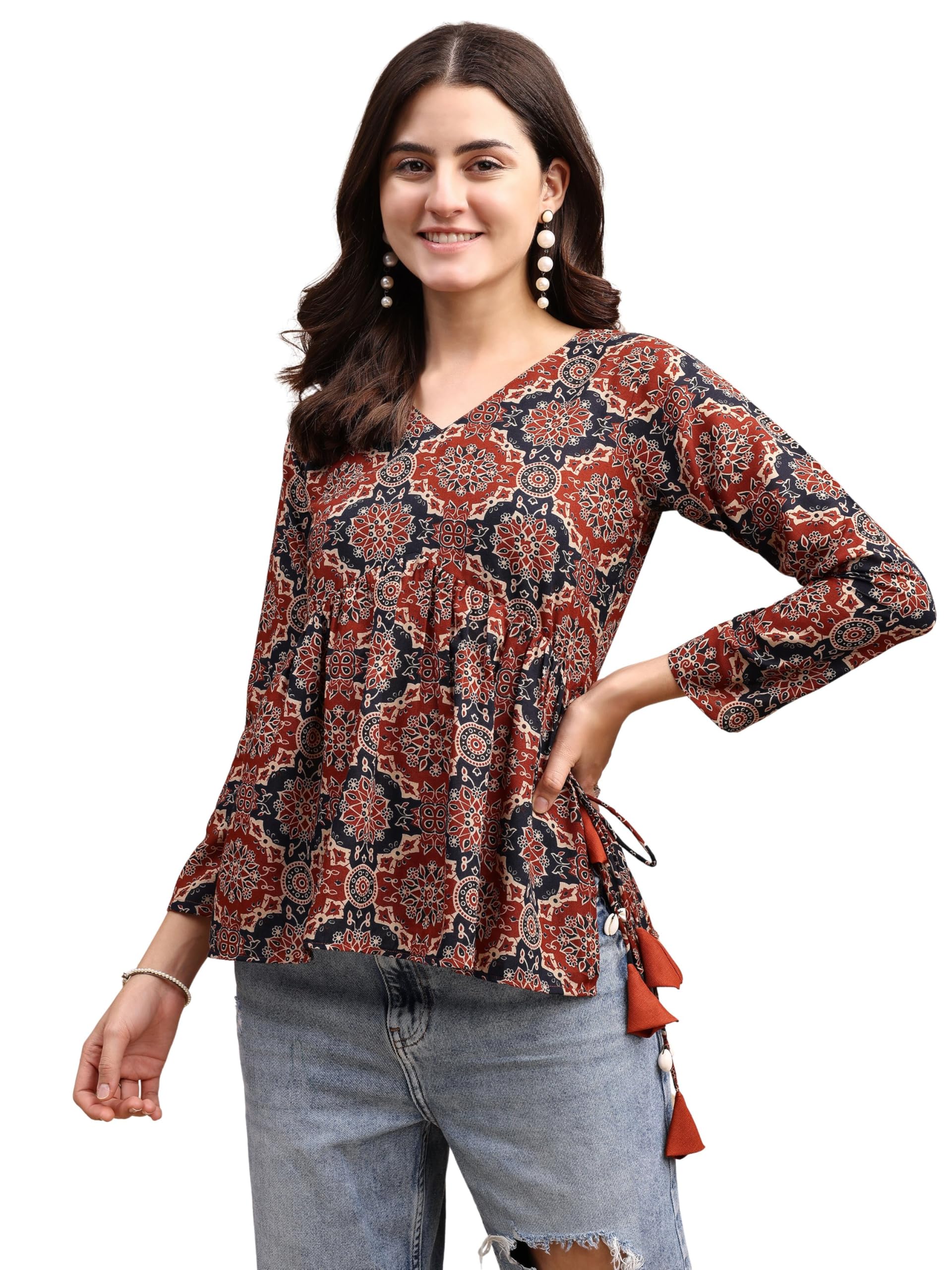 youthnic Women's Poly Rayon Printed Alia Cut Peplum Top | Top for Office | Women's Tunics | Short Kurti Women| Regular Fit-picture-0