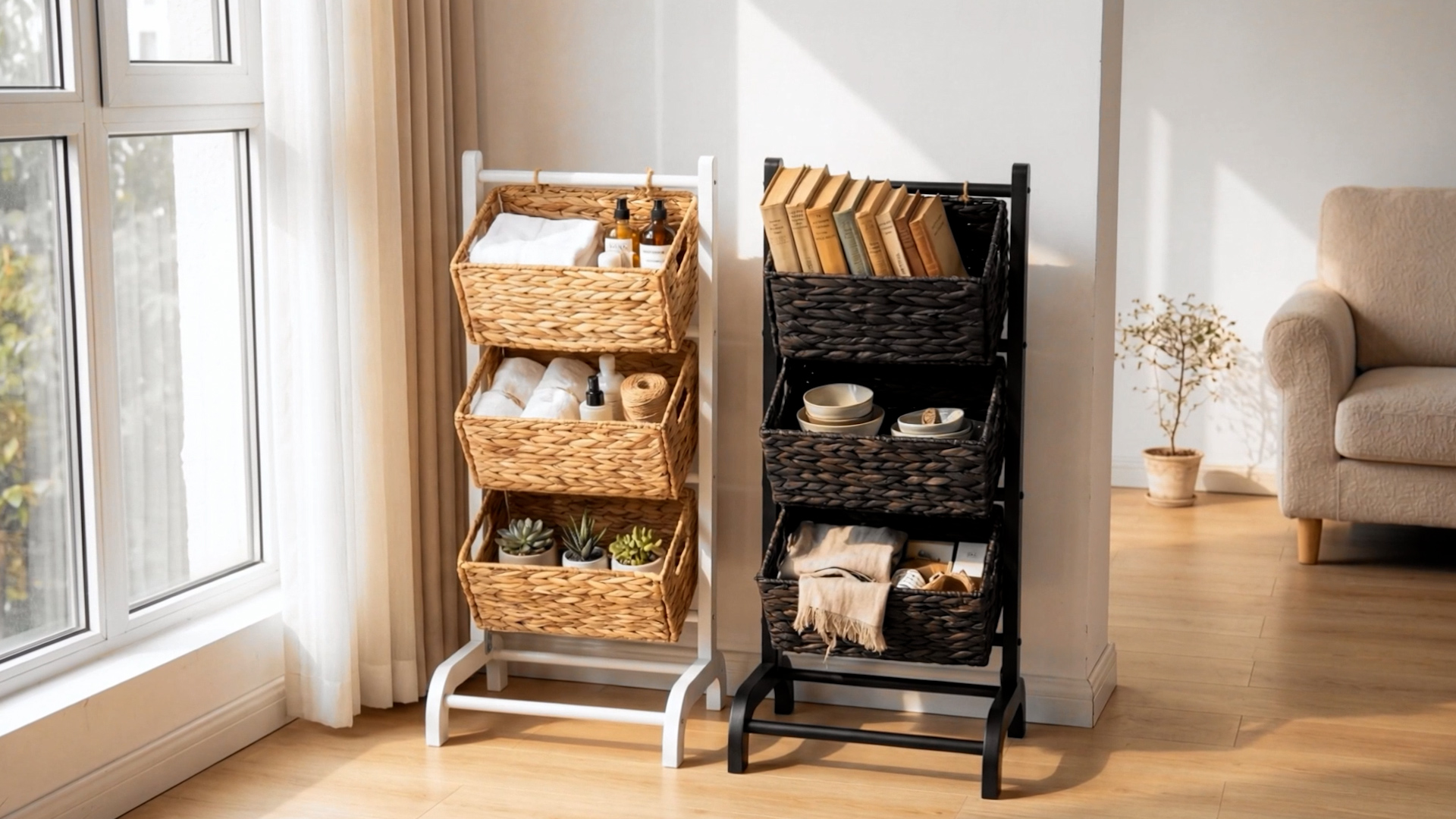 Amazon.com: Menkxi Wicker 3 Tier Foldable Storage Basket Floor