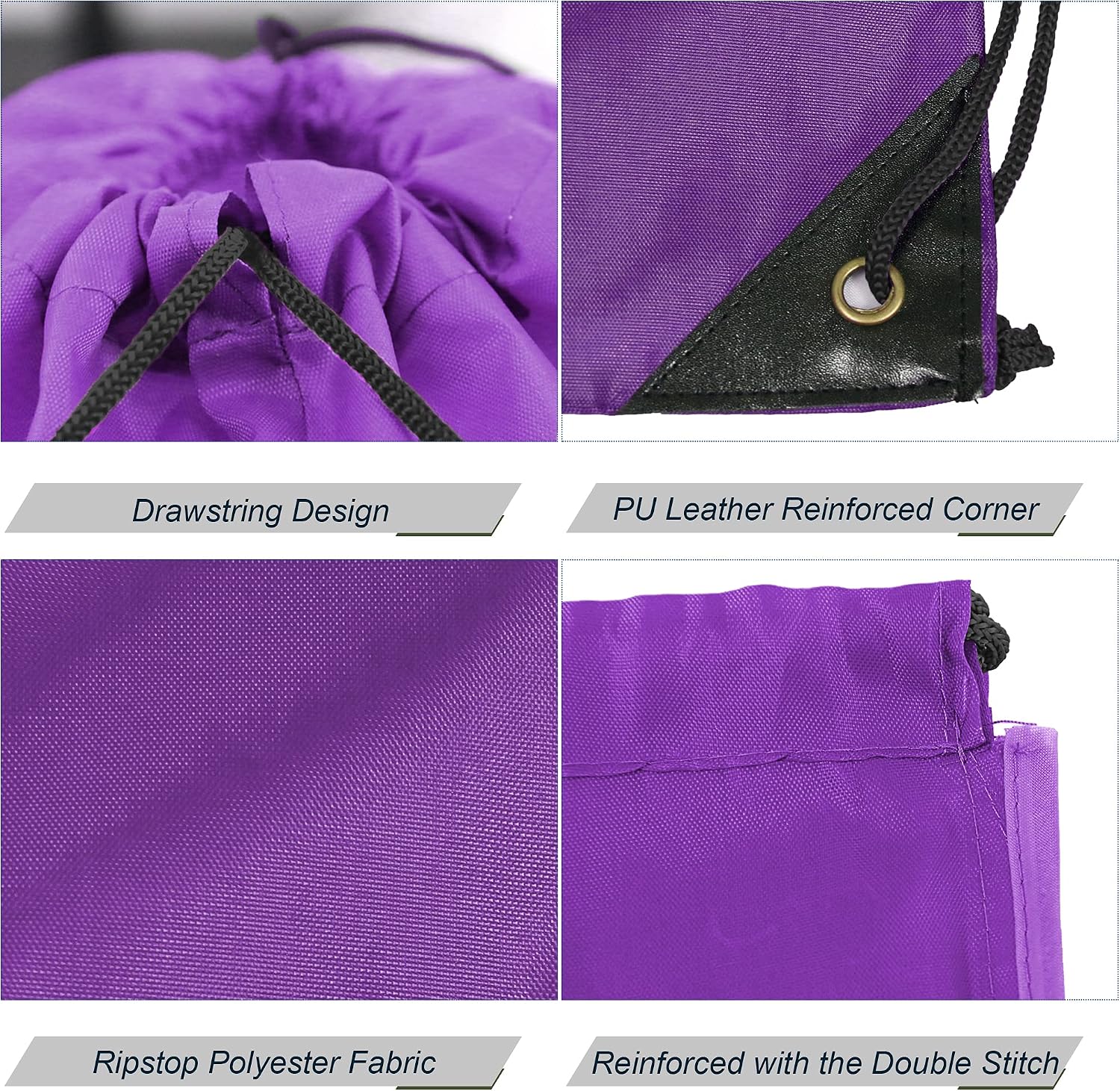 BeeGreen 20 pieces Wholesale Purple Drawstring Backpack Bags Cinch Bags Bulk Heavy Duty String Backpack Machine Washable Halloween Sackpack Outdoor Sport Bags for Women Men image 4