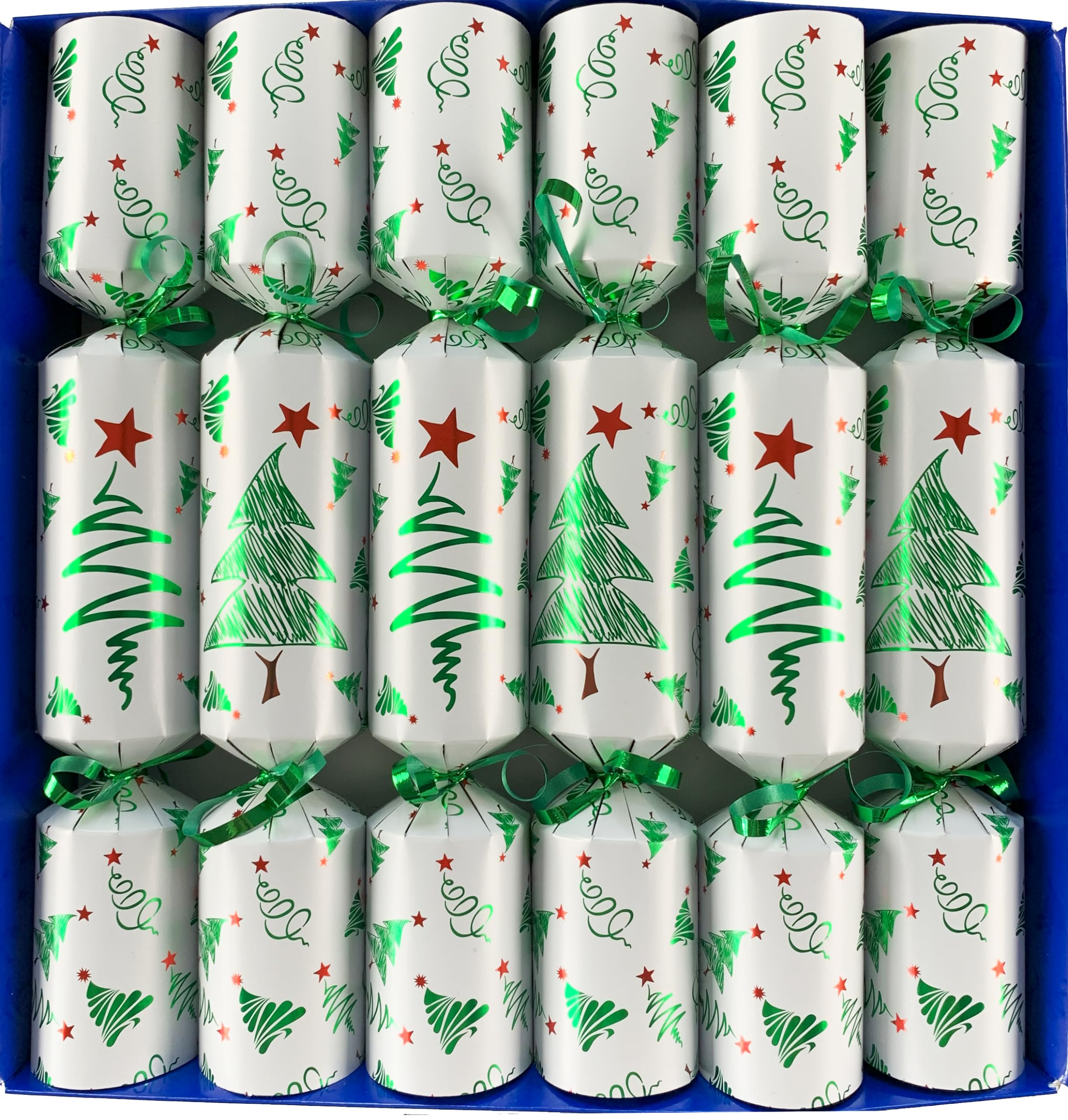 Crackers Ltd Set of 12 Christmas Tree Design Christmas Crackers with gifts for all the family