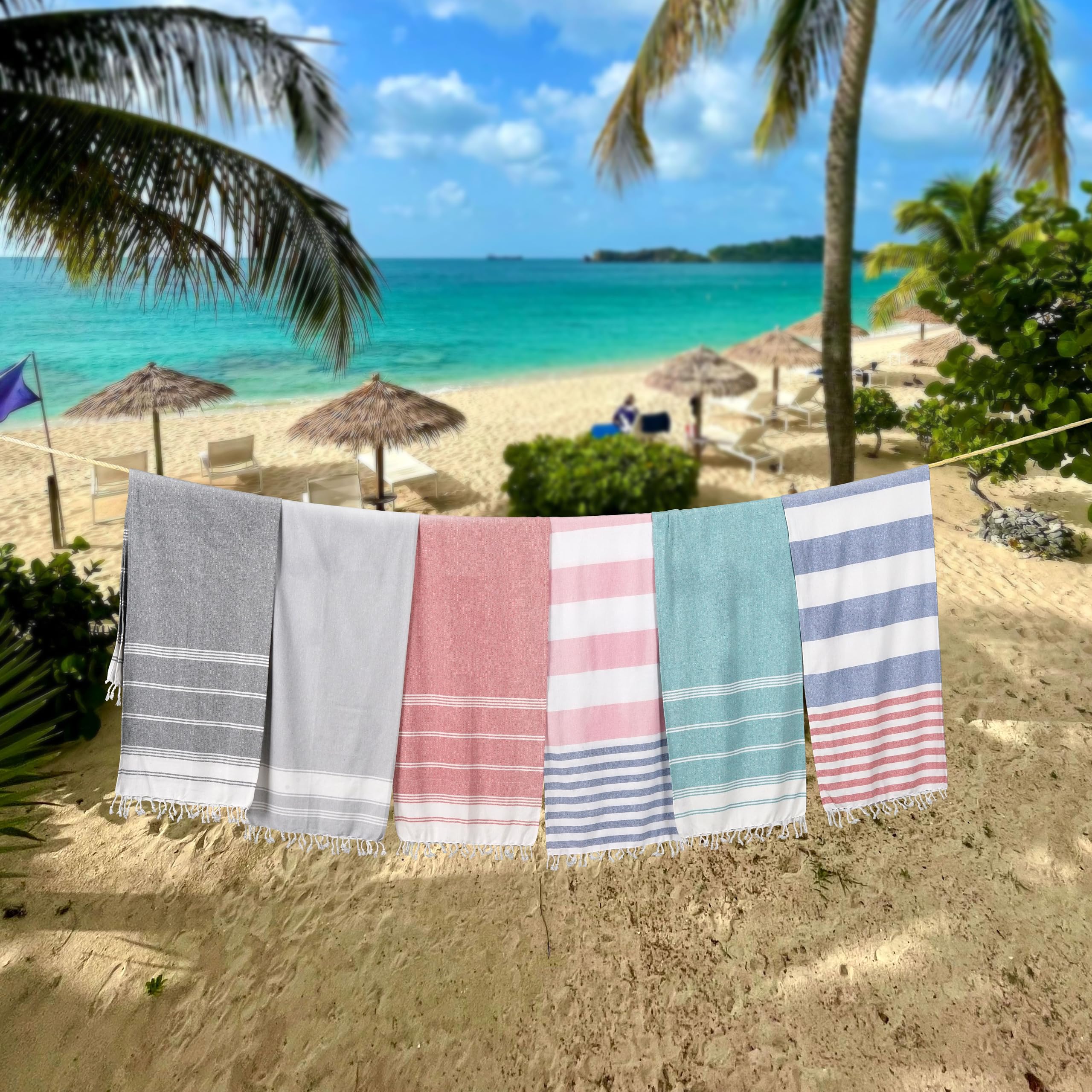 LANE LINEN Oversized Turkish Beach Towels for Women, Set of 6, 39"x71" Pre-Washed & Quick Dry Travel Towels, Lightweight - Image 2
