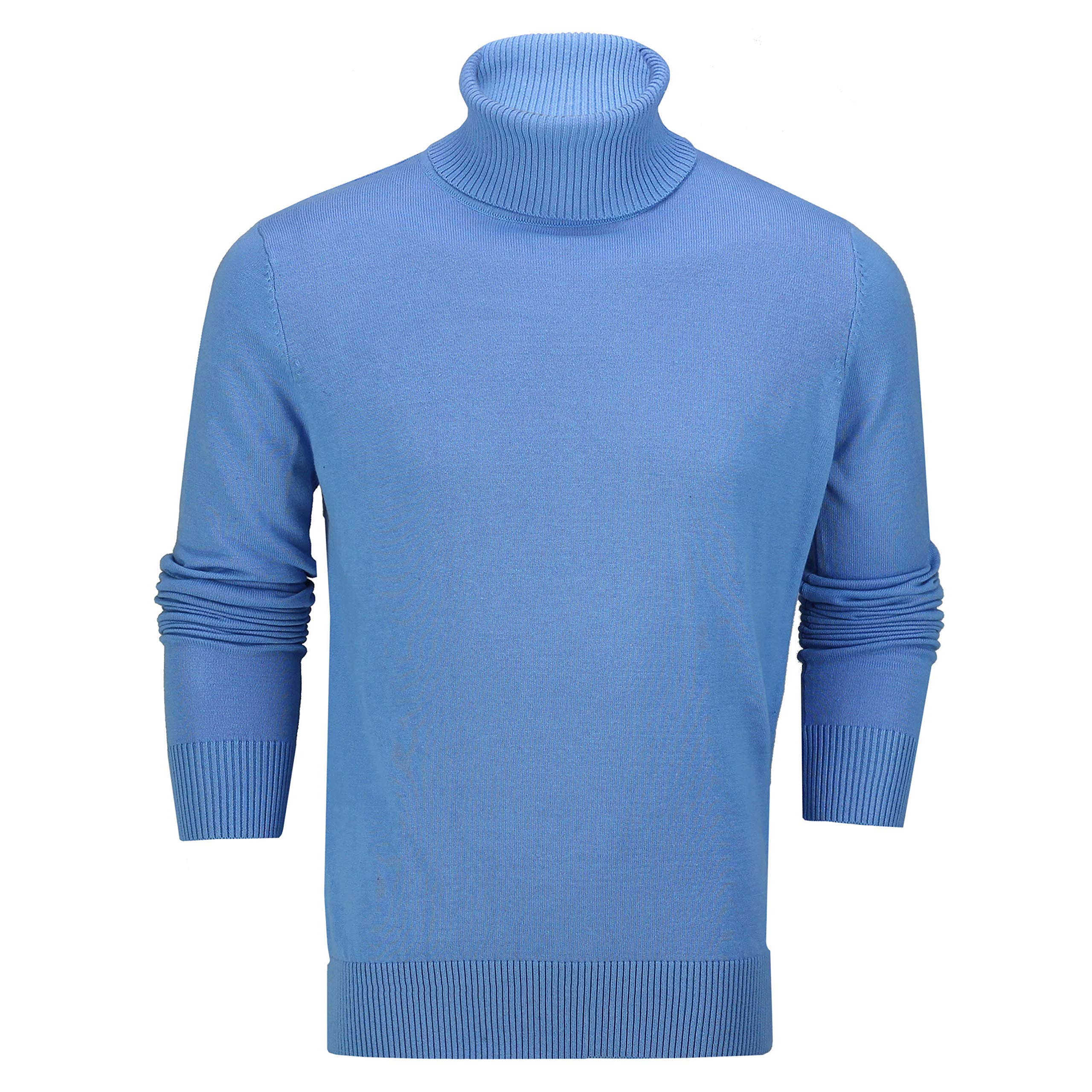 Xposed Mens Roll Neck Jumper Soft Cotton Fine Knitted High Turtle Polo Pullover Top[JUMPER-G1808,M,Blue]