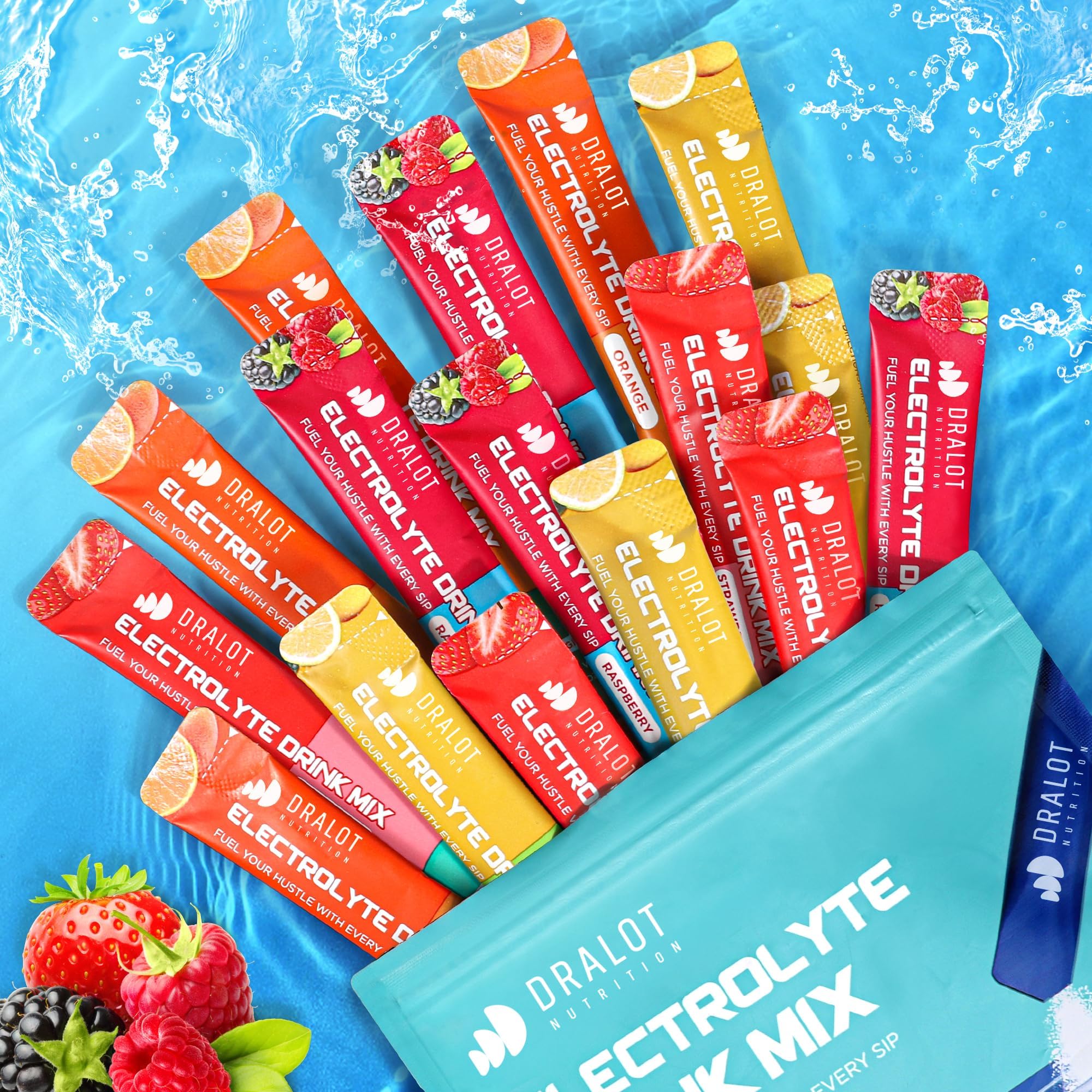 Sugar Free Electrolytes Powder with Natural Flavors, 3X Rapid Hydration Packets with 10 Electrolyte & Vitamins, Liquid Daily IV, Non-GMO, Gluten-Free, Keto, Vegan, 16 Sticks