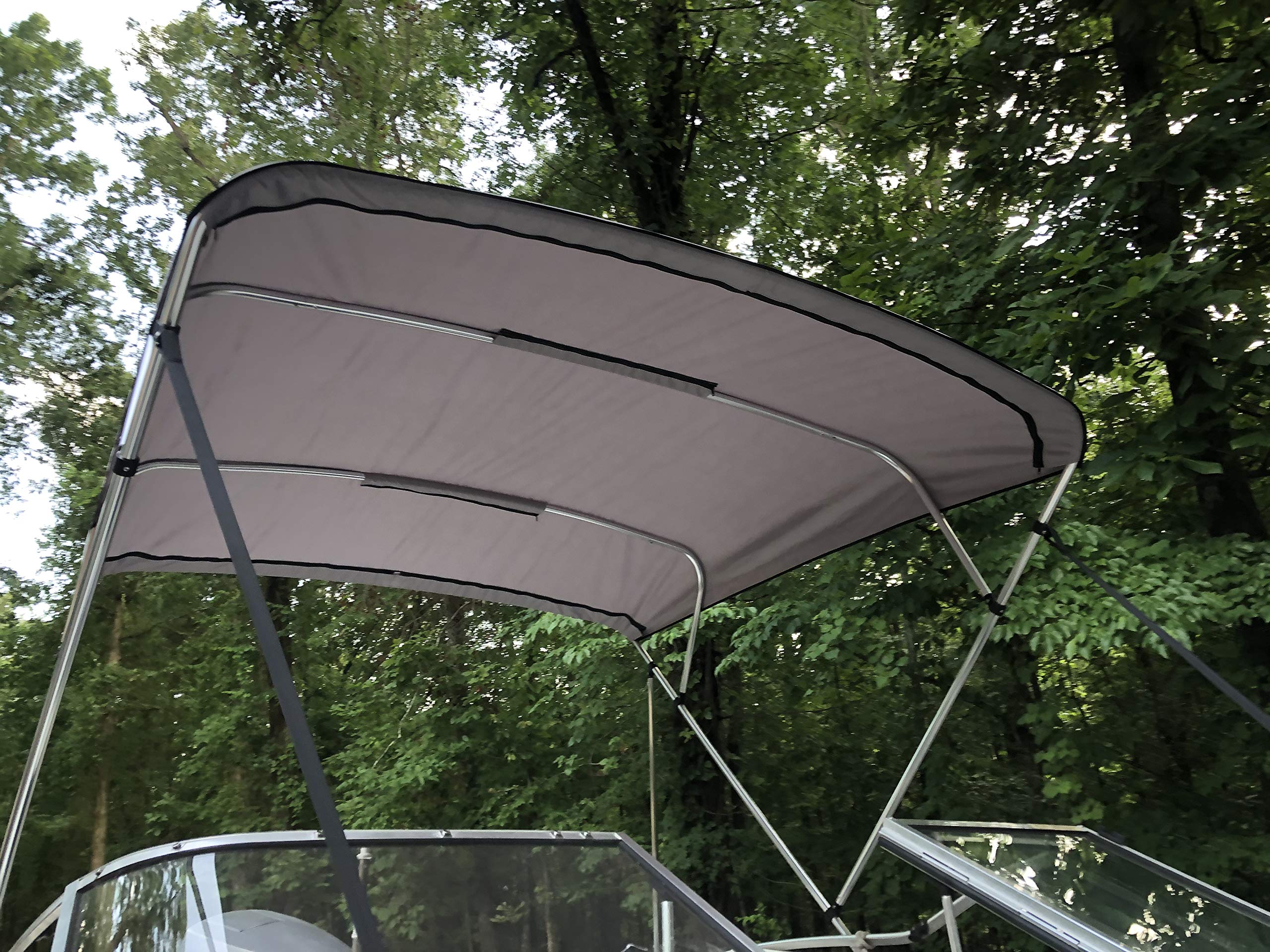 Cypress Rowe Outfitters Replacement Bimini Top Canvas with Boot, Grey, 10' Long x 8' Wide, 16oz, 4 Bow, fits 91-96