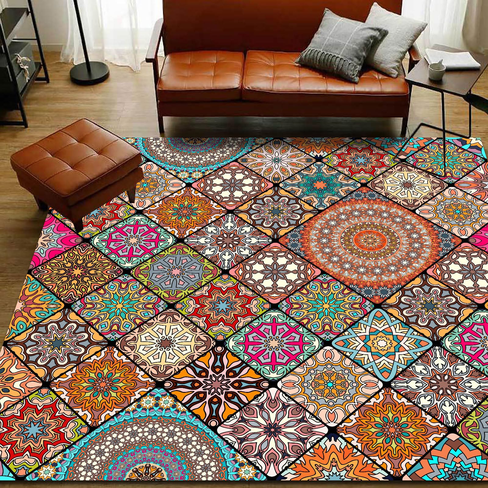 Dywaniki o wymiarach 1,6 x 2 m, duży dywan, 160 x 200 cm, zmywalny, do salonu, dekoracja, estetyczne akcesoria do sypialni, dywan, geometryczny, abstrakcyjny kolorowy