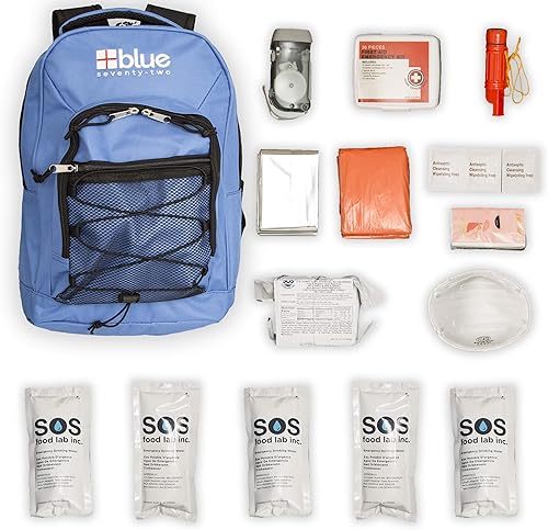Miniatura 8 de Blue Coolers Blue Seventy-Two | Kit de supervivencia de mochila de emergencia de 72 horas para 1 persona | Kit de supervivencia para incendios