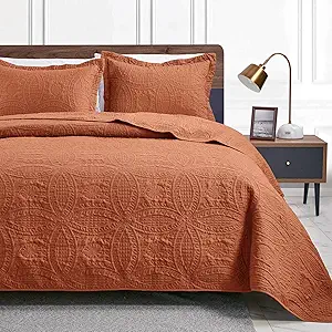 Love's cabin Quilts for Queen Bed Umber Bedspreads - Soft Bed Summer Lightweight Bedspread Comforter - Modern Style Coin Pattern Coverlet for All Season - 3 Pieces (1 Quilt, 2 Pillow Shams)