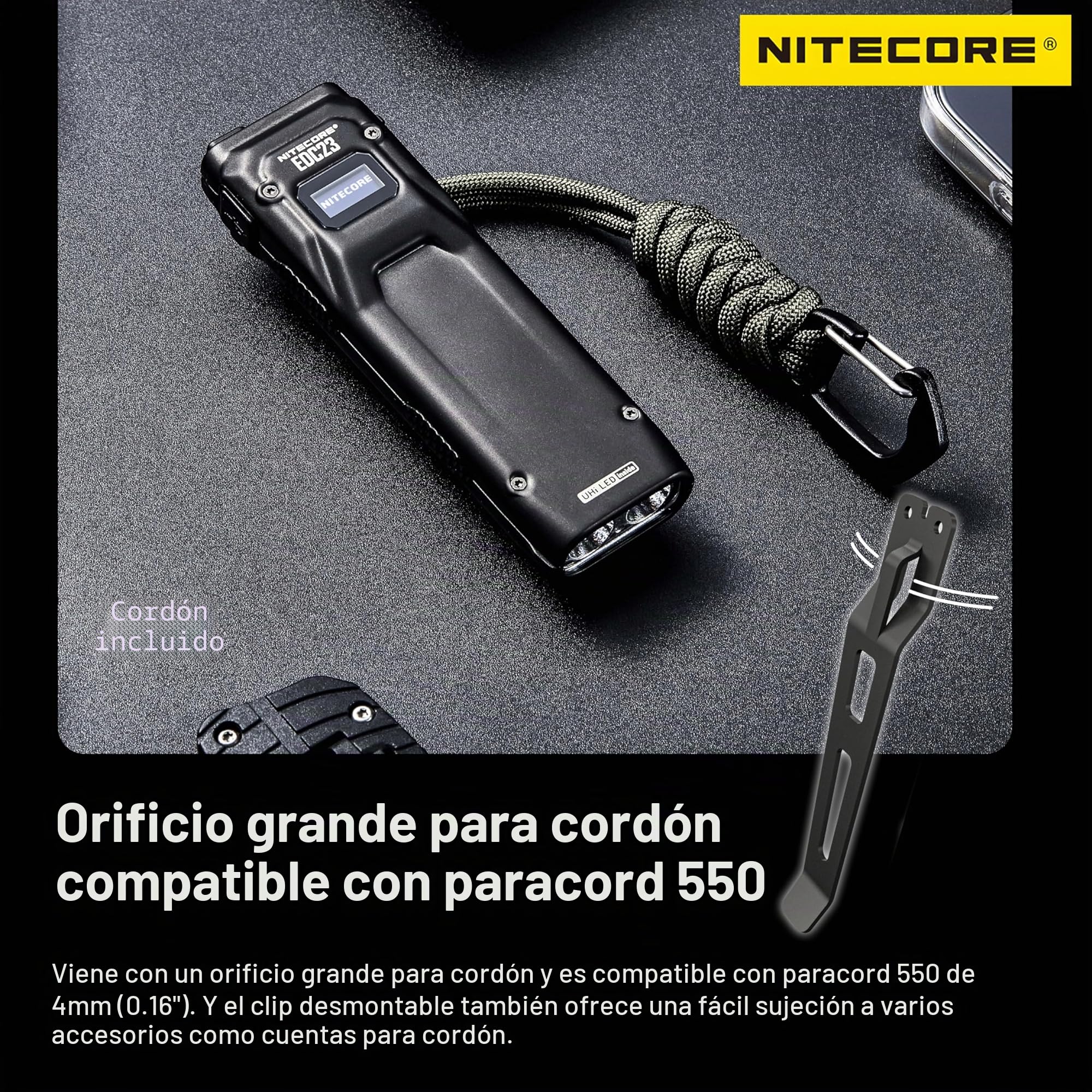 Nitecore EDC23 2500 lúmenes Ultra delgada Linterna Táctica de Bolsillo EDC