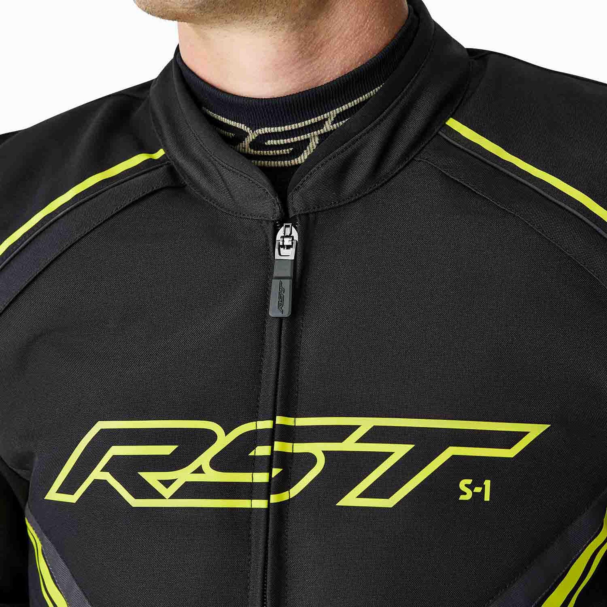 RST S1 D3O wodoodporna kurtka tekstylna motocyklowa, czarny/neonowy/żółty, 56
