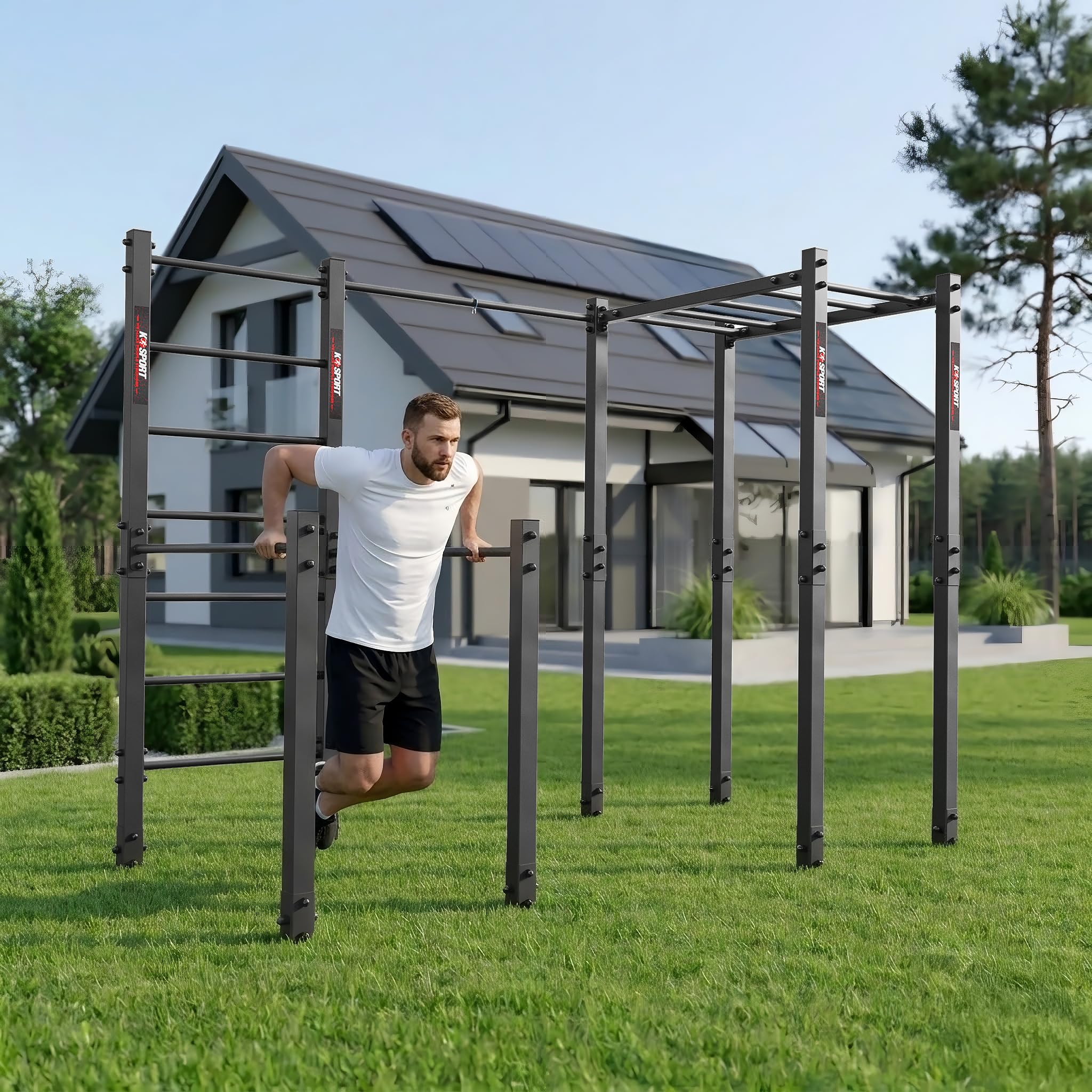 K-Sport: Calesthenics Outdoor Station I barra per trazioni stazionarie da esterni + stazione Dip fino a 175 kg di carico I resistente alle intemperie, Made in EU