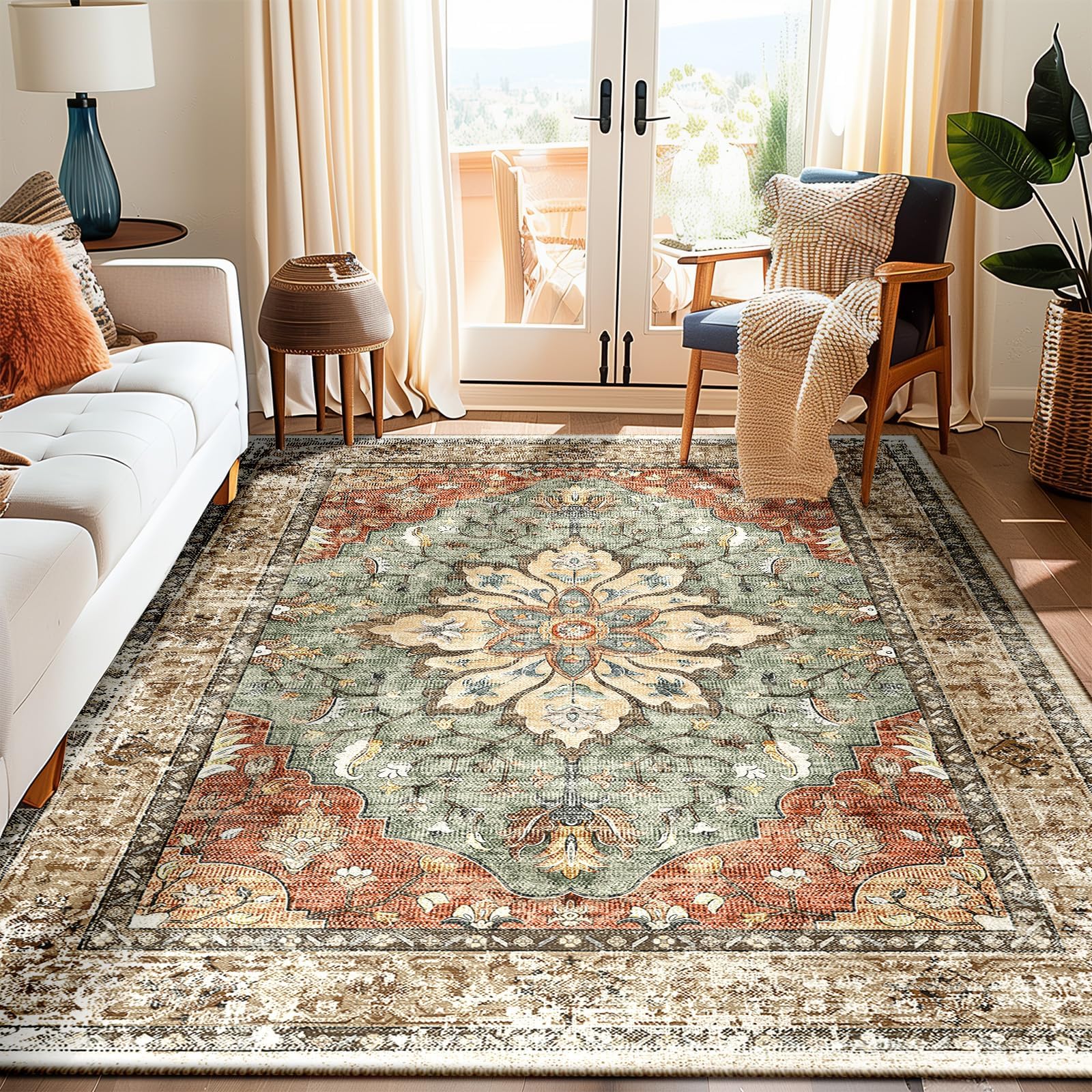 Amazon.com: MUJOO Green Rug 6'x9' Area Rugs for Living Room Washable ...