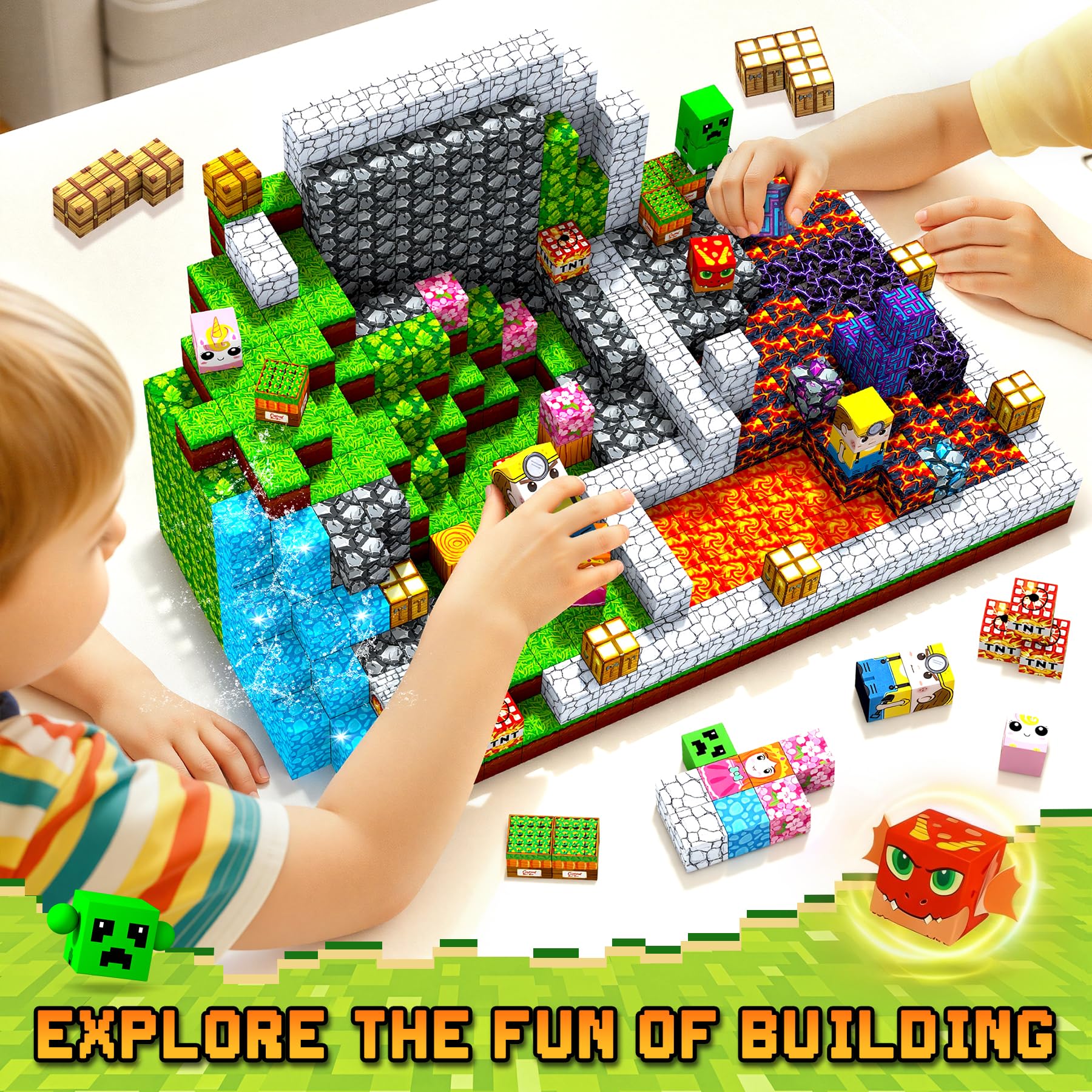 LUVTOY Costruzioni Magnetiche per Bambini - 150 Pezzi Costruzioni cubi magnetici per Bambini - Giochi blocchi Magnetici per Bambino 3 4 5 6 7 8 9 10 Anni - Pasqua Regali di Compleanno 3-10 Anni Natale