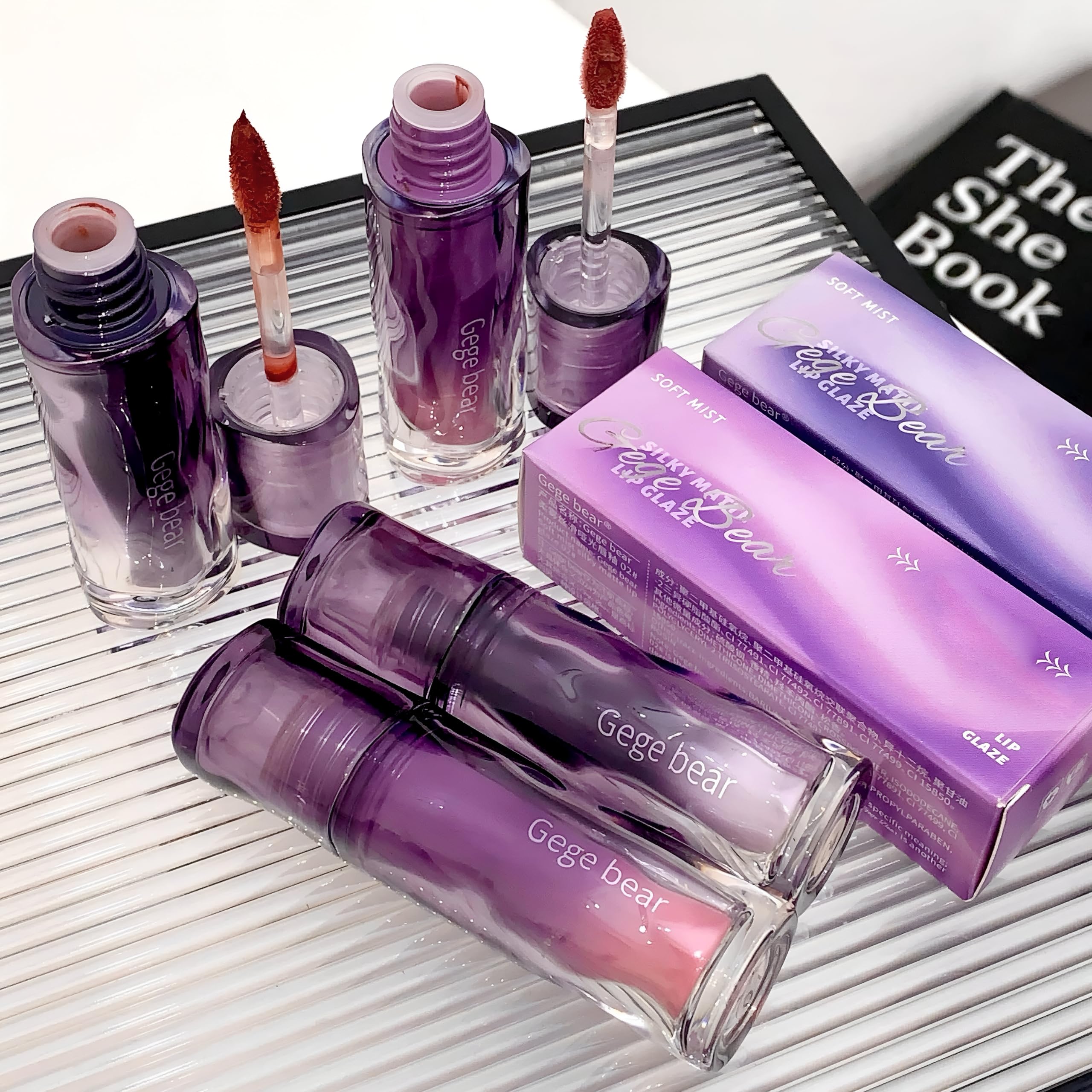 Gege Bear Light Soft Mist Silky Matte Lip Glaze | Air-Whipped Velvet Texture for Smooth, Lightweight Finish | 6 Gradient Shades Including Red Bean Warm Tea & Cardamom Apricot (06# Red Bean Warm Tea, 3g)-image-29