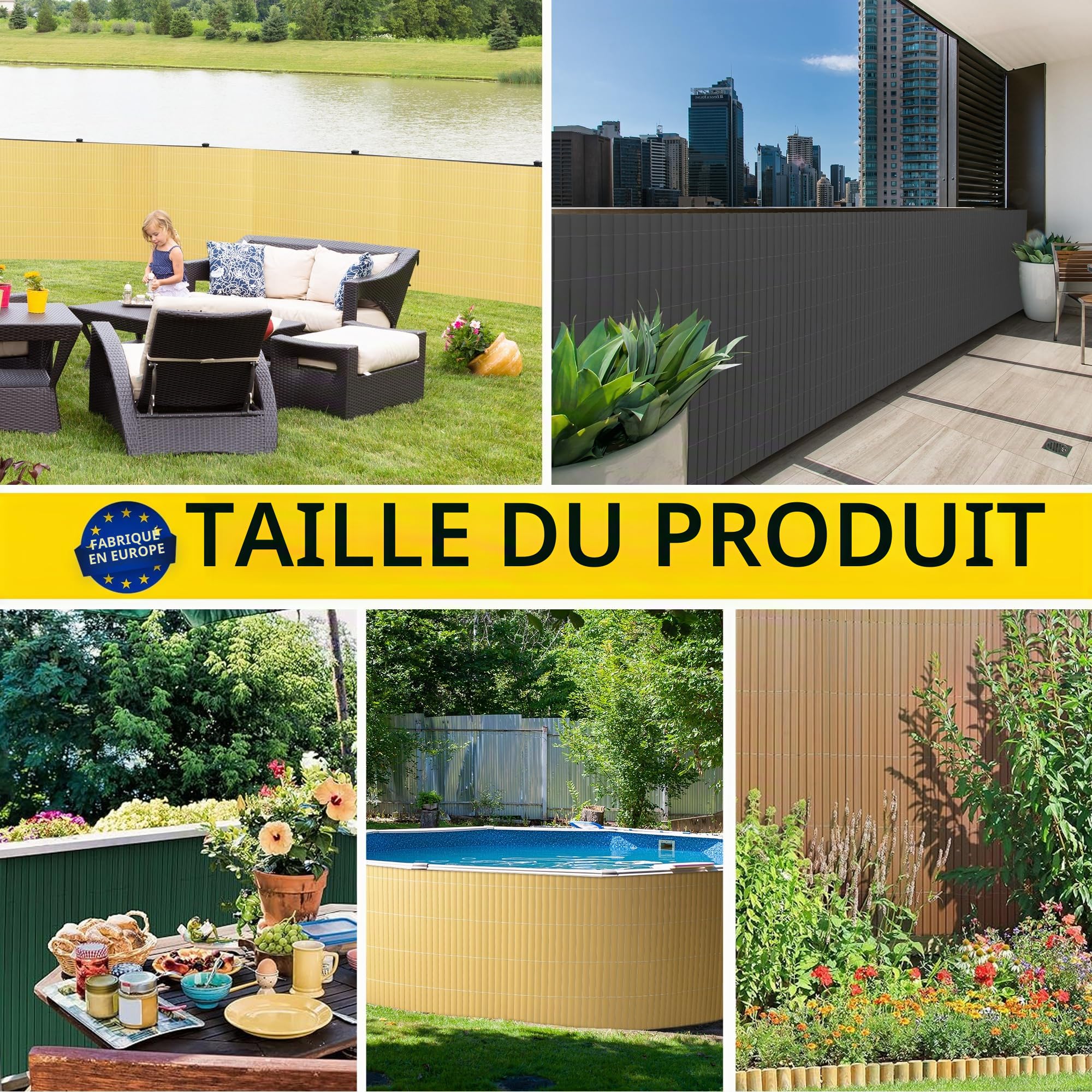 jarolift Canisse en PVC Standard Brise Vue pour Jardin Balcon Terrasse, Habillage De Balcon Clôture Renforcé Résistanteaux Intempéries, 120 x 700 cm, 2 Tapis : 1 x 3 m + 1 x 4 m de Longueur, Vert