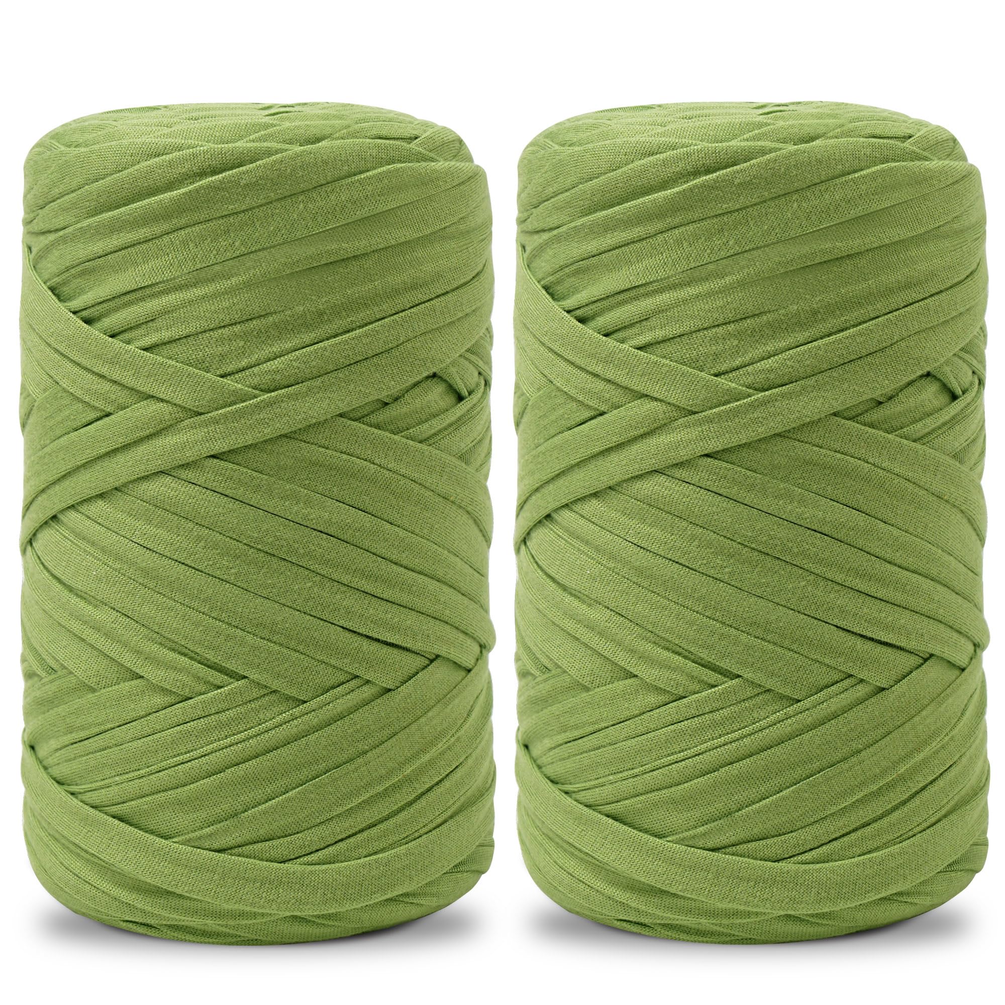Vincona 2x200g T-Shirt Yarn, T Shirt Elastic Fabric for Crocheting, Knitting for Crocheted Bags, Baskets, Wall Hangings, Home Decoration, DIY Crafts Dark Green 11