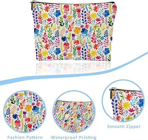 Miniatura 10 de Bolsa de maquillaje Abstact de flores tropicales, bolsa de cosméticos, mini bolsa de aseo portátil de viaje, organizador de brochas de maquillaje,