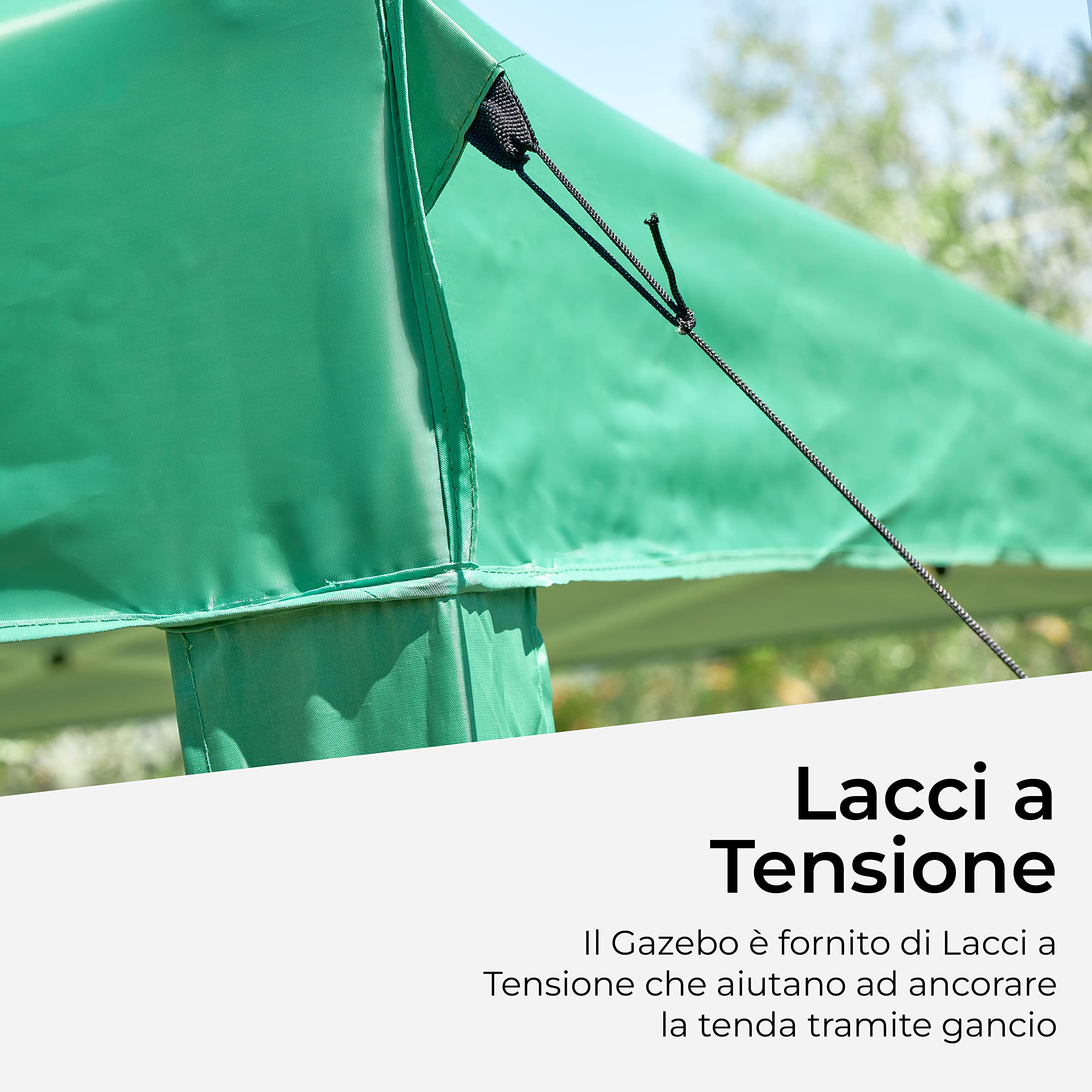 Baroni Home Gazebo da Giardino 3x3 m con 4 sacchi peso e Sacca di Trasporto, Tenda da esterno per eventi, feste e uso commerciale, Impermeabile, Pieghevole, Verde