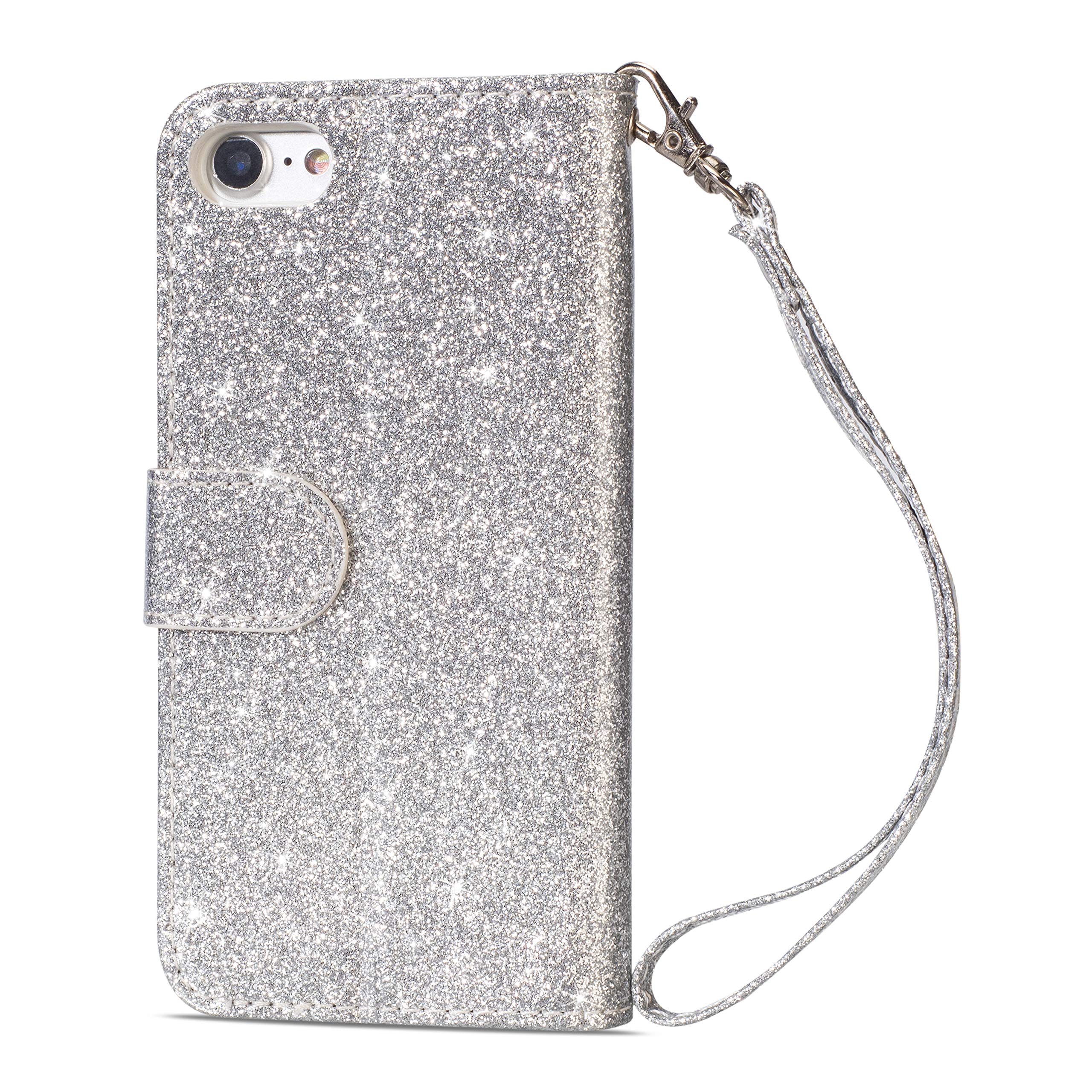 Custodia a portafoglio per iPhone 6 Plus/6s Plus, chiusura magnetica staccabile in pelle PU per iPhone 6 Plus/6s Plus [slot per schede] [cinturino da polso], viola