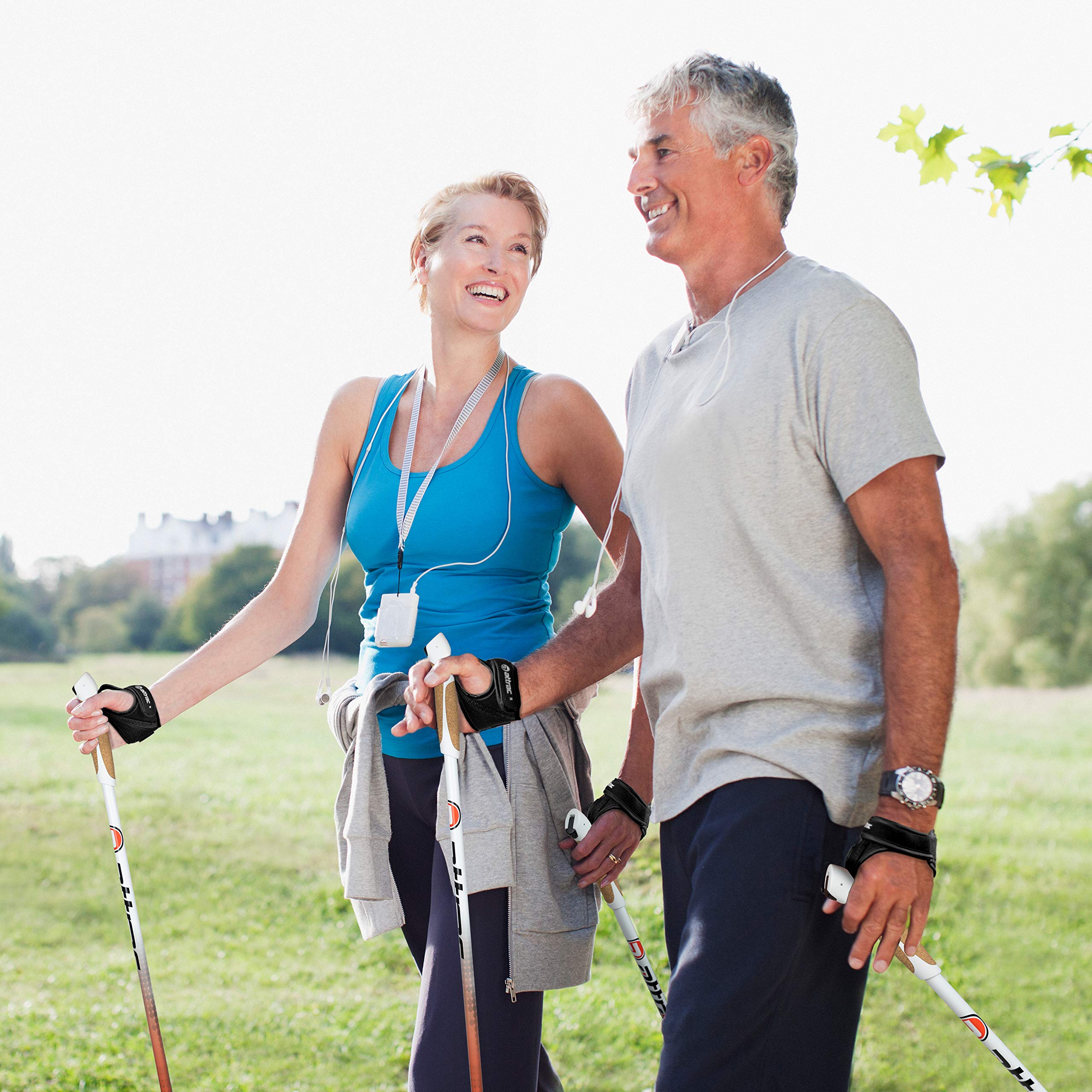 ATTRAC Nordic Walking Stöcke Aluminium | Handgelenkschlaufen inklusive | Mit Nordic Walking/Fitness App | Leichtgewicht | Stoßdämpfend - 110cm
