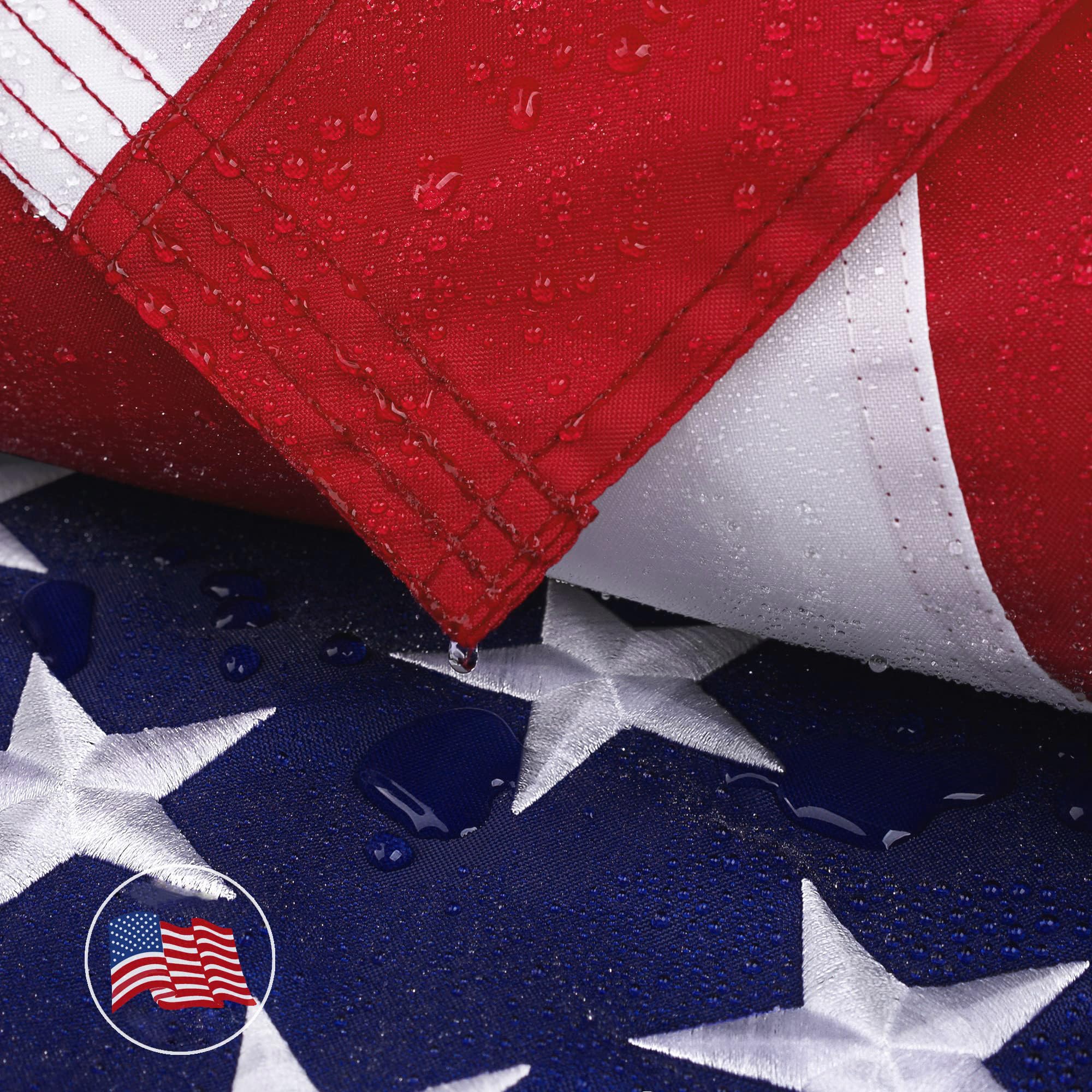 DANF FLAG 4x6 American flag flying in strong wind near a coastal home | Mubboo