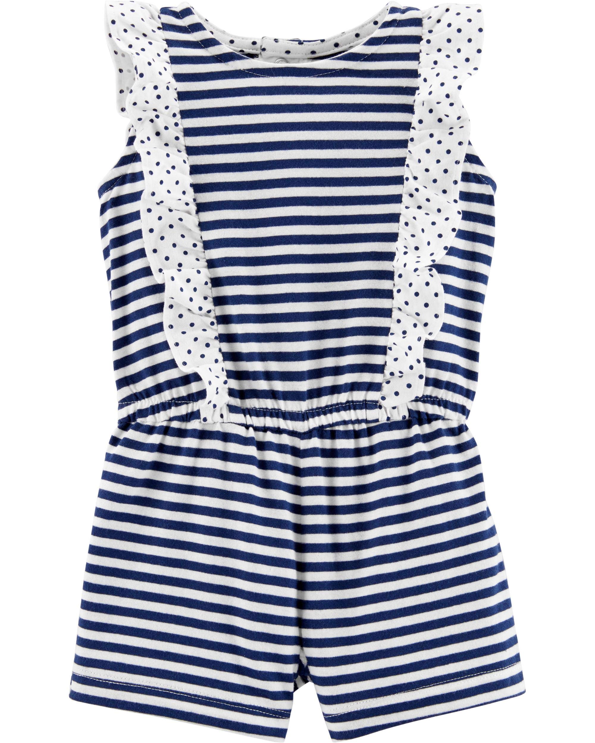 Carter's Bbay Girl Striped Jersey Romper - Multicoloured - Newborn