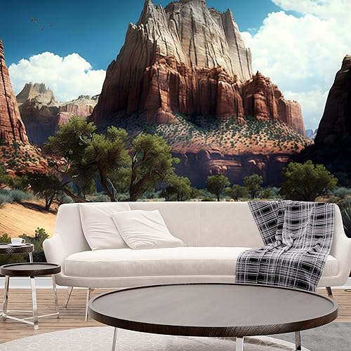 Miniatura 3 de Zion National Park Southern Utah Paisaje Montaña Papel pintado árbol mural de pared para dormitorio, oficina y sala de estar, extraíble y
