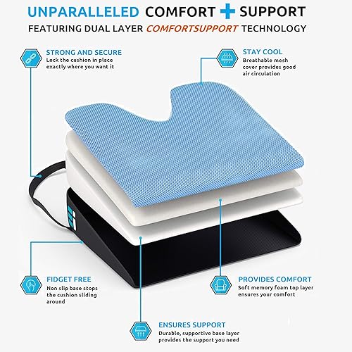 Miniatura 3 de Cojín de espuma viscoelástica para asiento de automóvil para conducir, cojín ergonómico de cuña para dolor de espalda, alivio de la ciática,