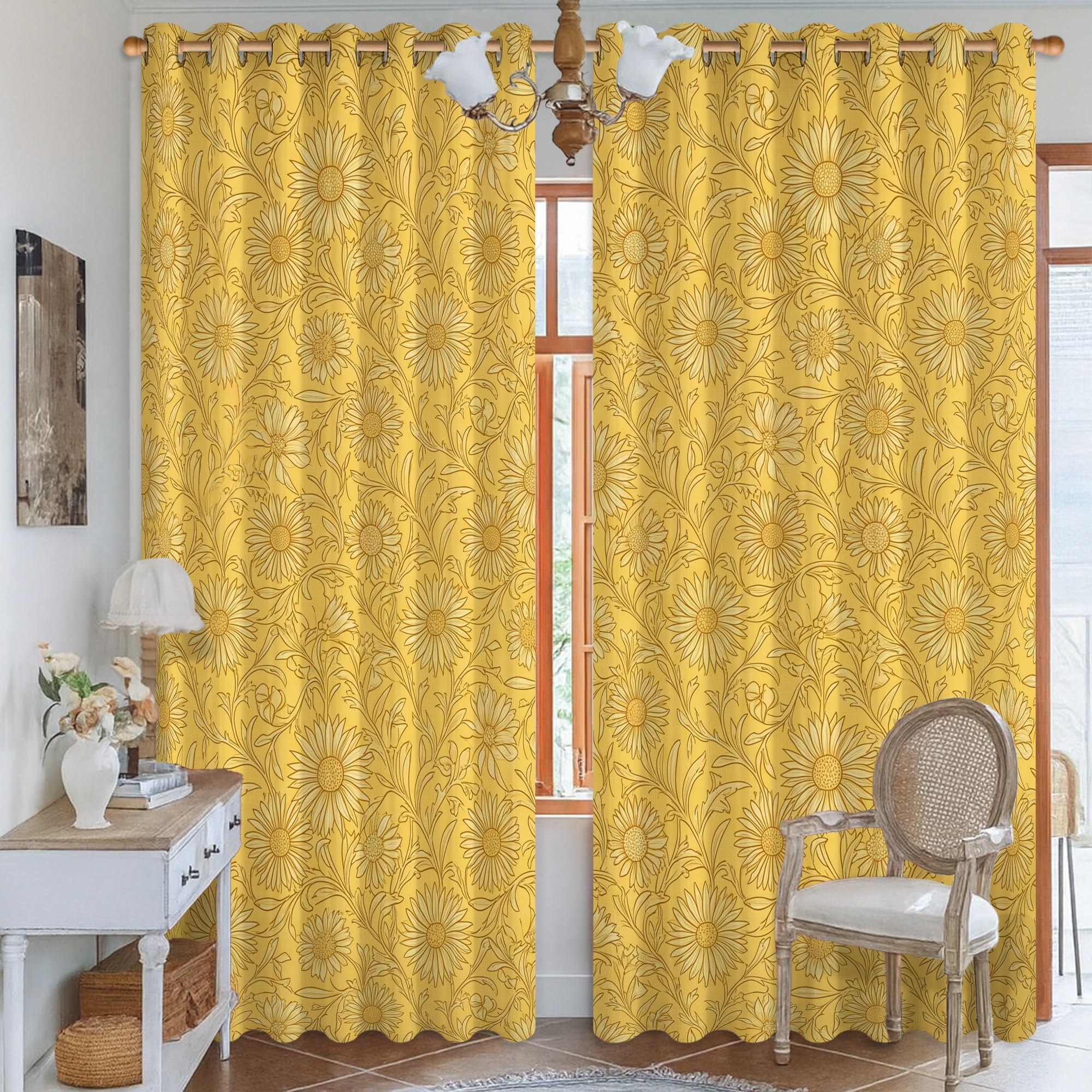 Rideau occultant jaune pour bureau lumineux et frais au printemps