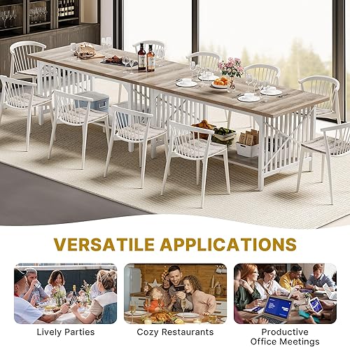 Miniatura 4 de DWVO Mesa de comedor de cocina grande de 70.8 pulgadas para 6-8 personas, mesa de cocina industrial de granja con almacenamiento, apartamento