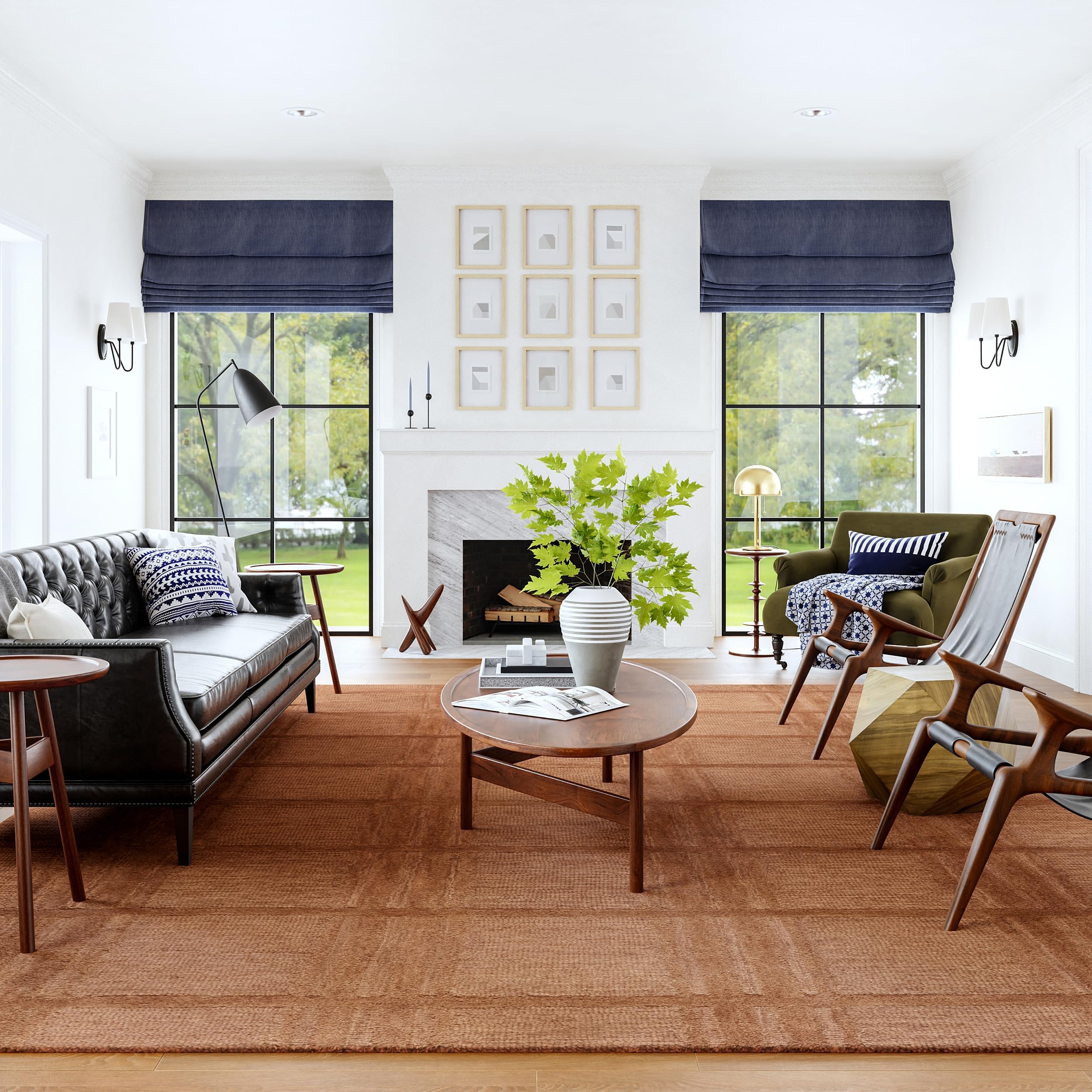 Malloy Rust, 7'6" x 9'6", Handmade, Plaid, Wool, Soft and Cozy, High Traffic, Stain Resistant, Easy Clean, Durable Area Rug for Bedroom, Living Room, Dining Space, Den, Foyer, Entryway