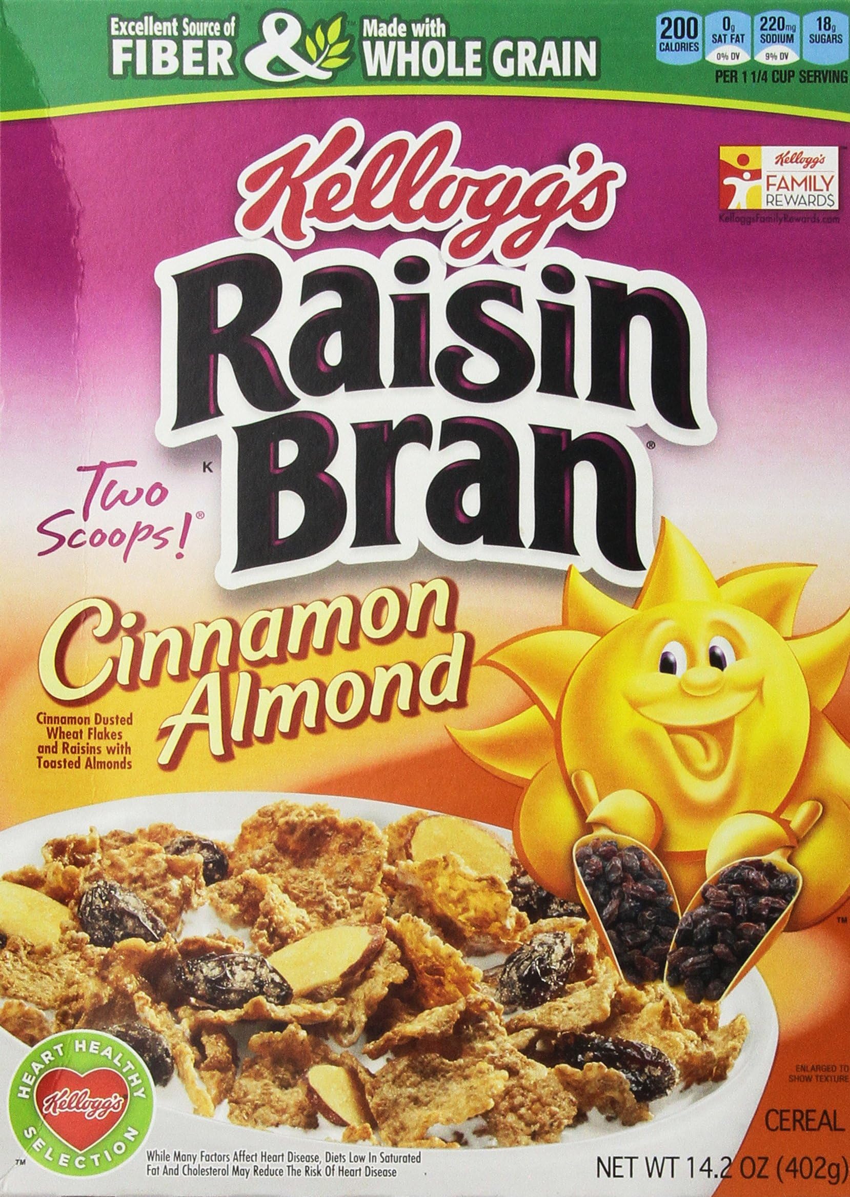 Kellogg's Cereal, Raisin Bran Cinnamon Almond, 14.2 Ounce (Pack of 10)