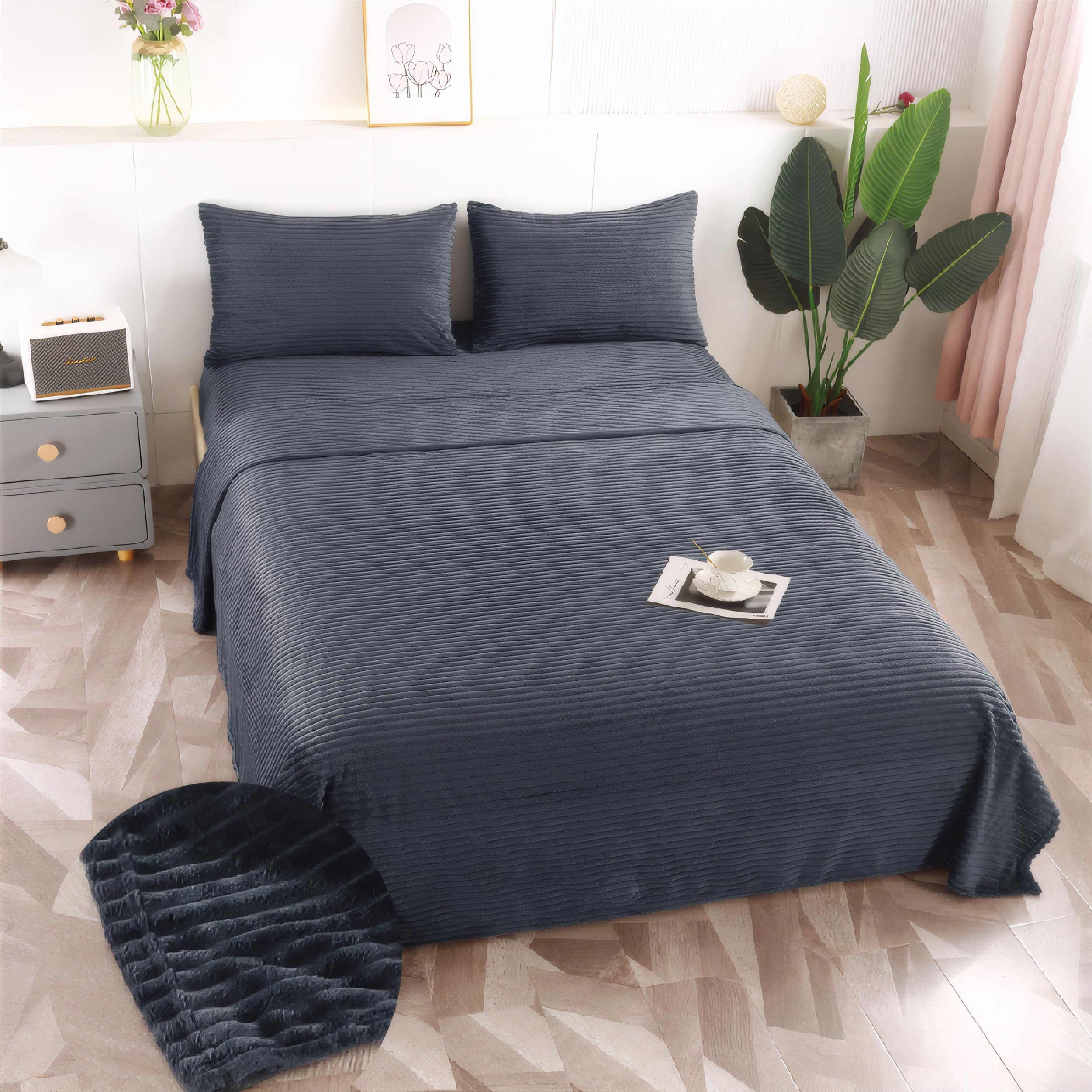 Juego de Sábanas Jacquard Termica 3 Piezas para Cama de 150 - Sábanas para Invierno Polar Cama Matrimonio | Bajera Ajustable 150x190/200+30cm, Encimera de 230x270cm y una Funda Almohada 45x160cm