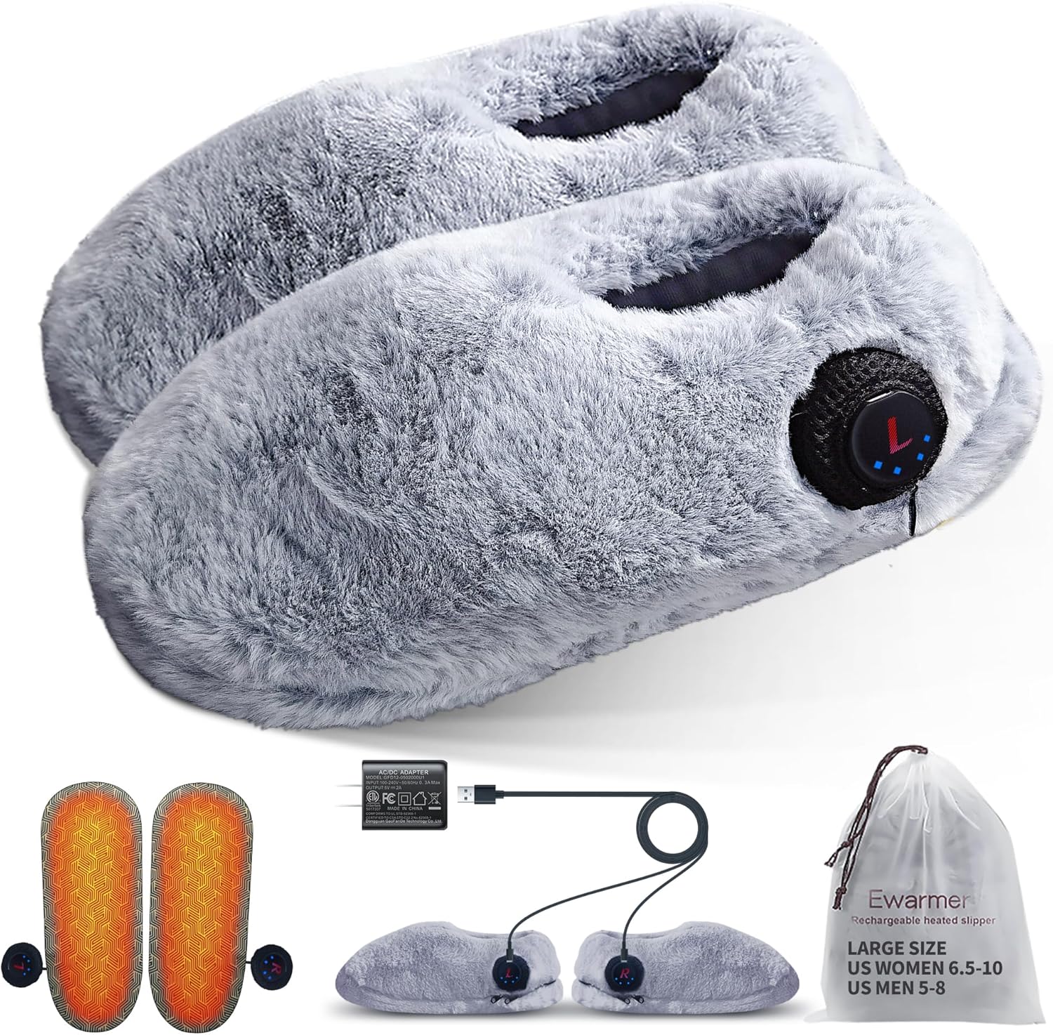 Rechargeable Walking Foot Warmer for Cold Feet, Cordless Graphene Heated Boots for Women Indoor, 4-8 Hours Heat, Washable & Removable, Electric Heated Slippers