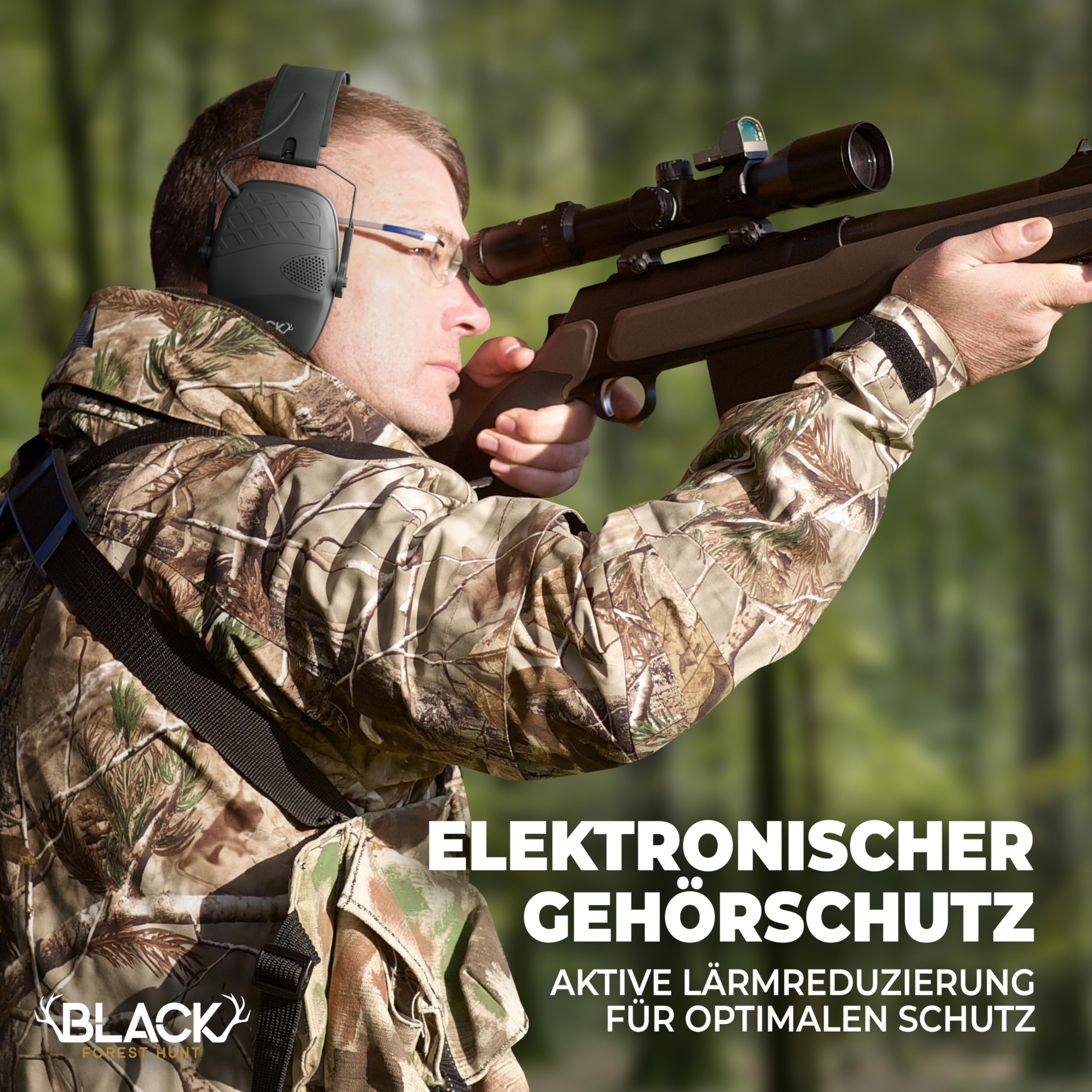 AKTIVER GEHÖRSCHUTZ – Geräuschreduktion 82dB – 5-fache Geräuschanhebung mit Richtmikrofonen – Audio-Input – Lärmschutz – klappbarer Kopfhörer für Jagd, Schießsport, Arbeit